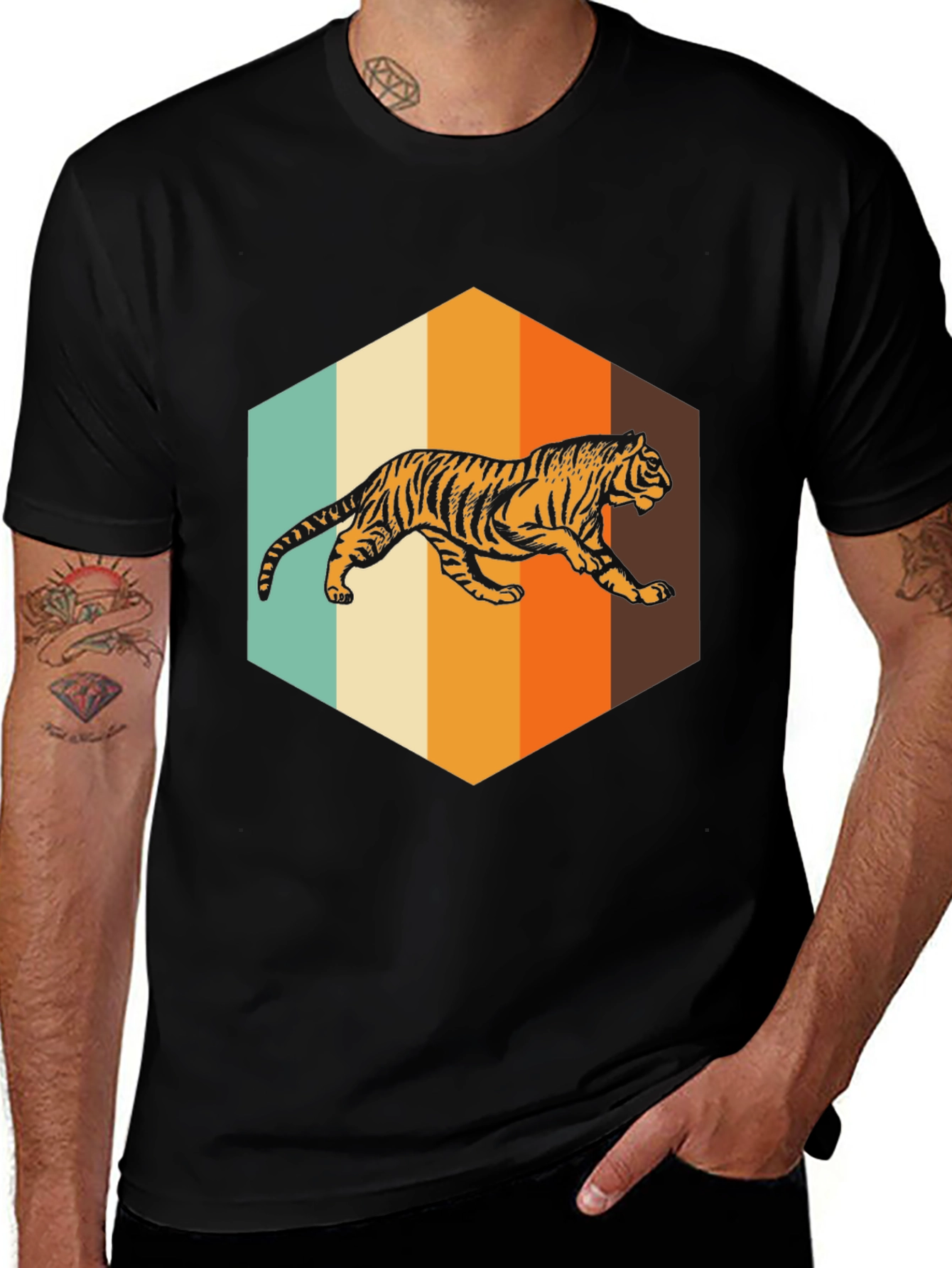 Variant 24 of Retro Tiger Graphic Tee - Cool Animal Print Shirt