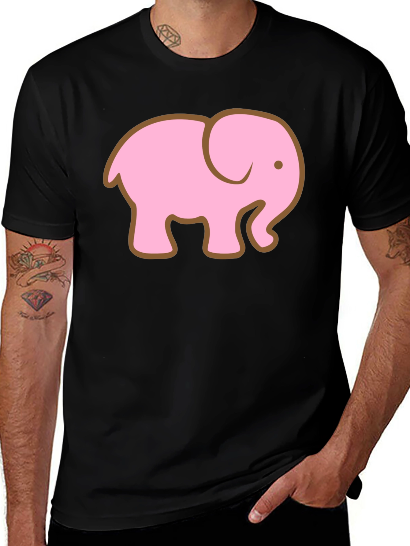 Elephant Graphic Tee - Casual Black T-Shirt