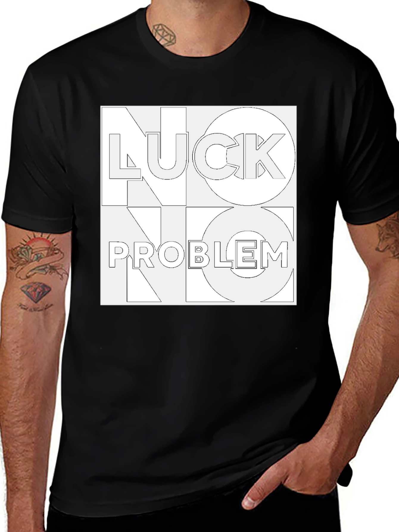 Variant 7 of No Luck, No Problem Black Graphic Tee