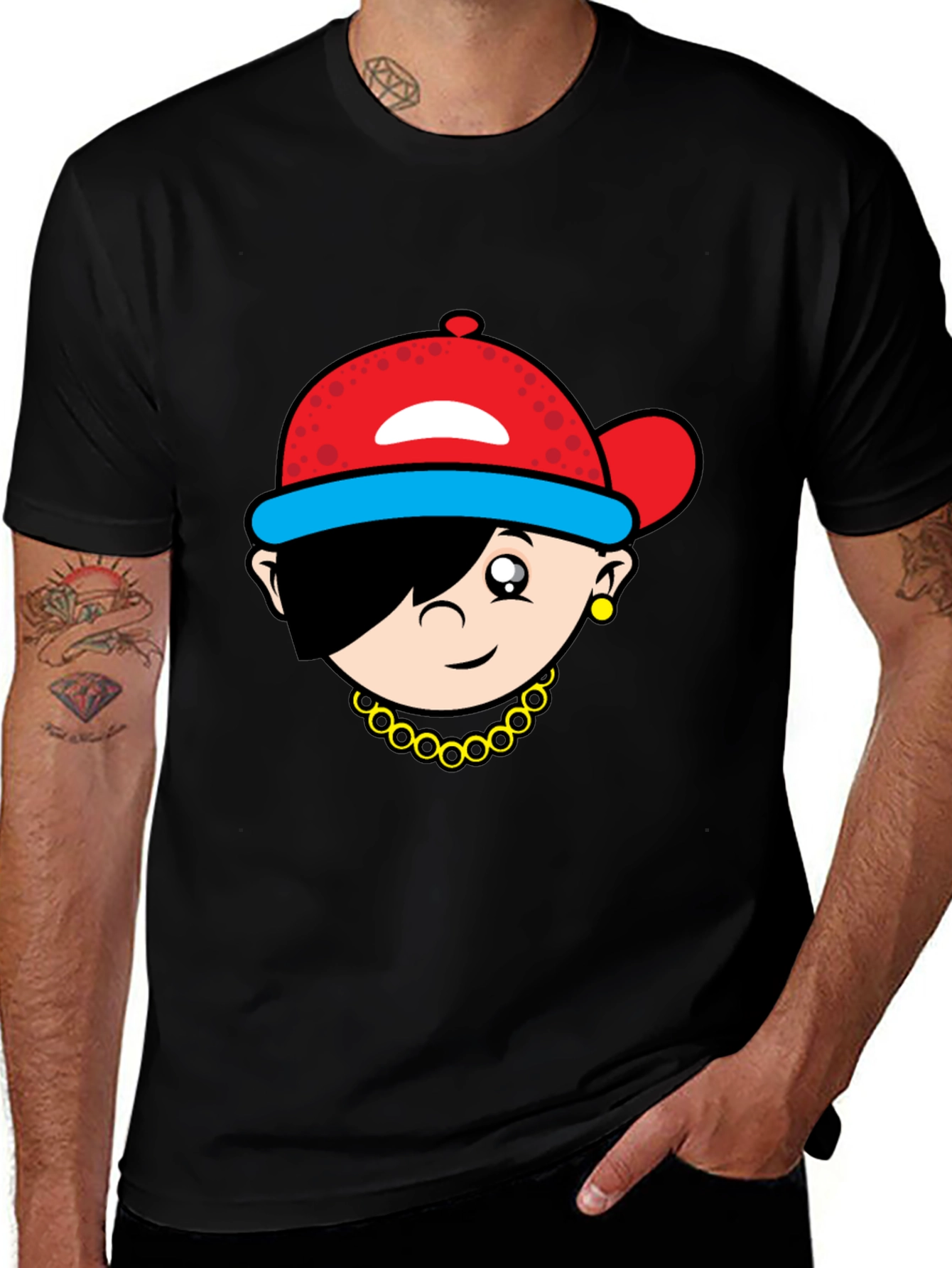 Variant 8 of Cartoon Character Black T-Shirt