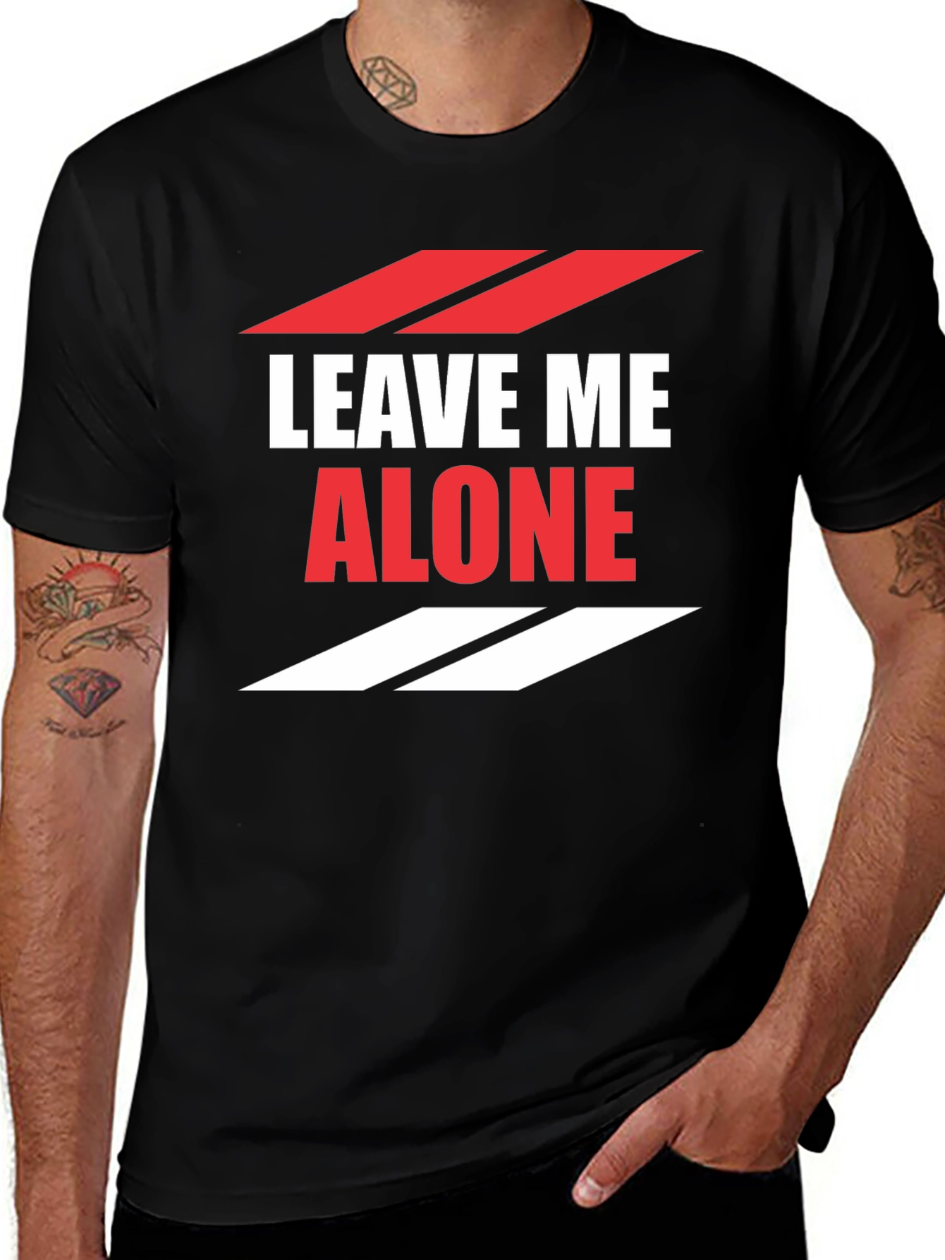 Variant 17 of Leave Me Alone Graphic T-Shirt - Black