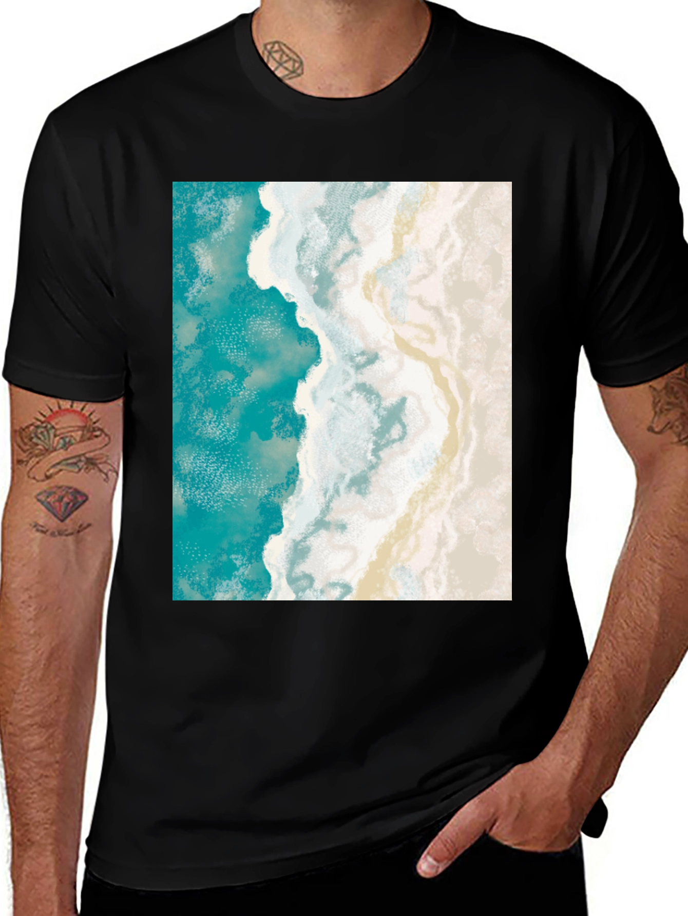 Variant 21 of Coastal Dream T-Shirt: Beach Aerial View Print