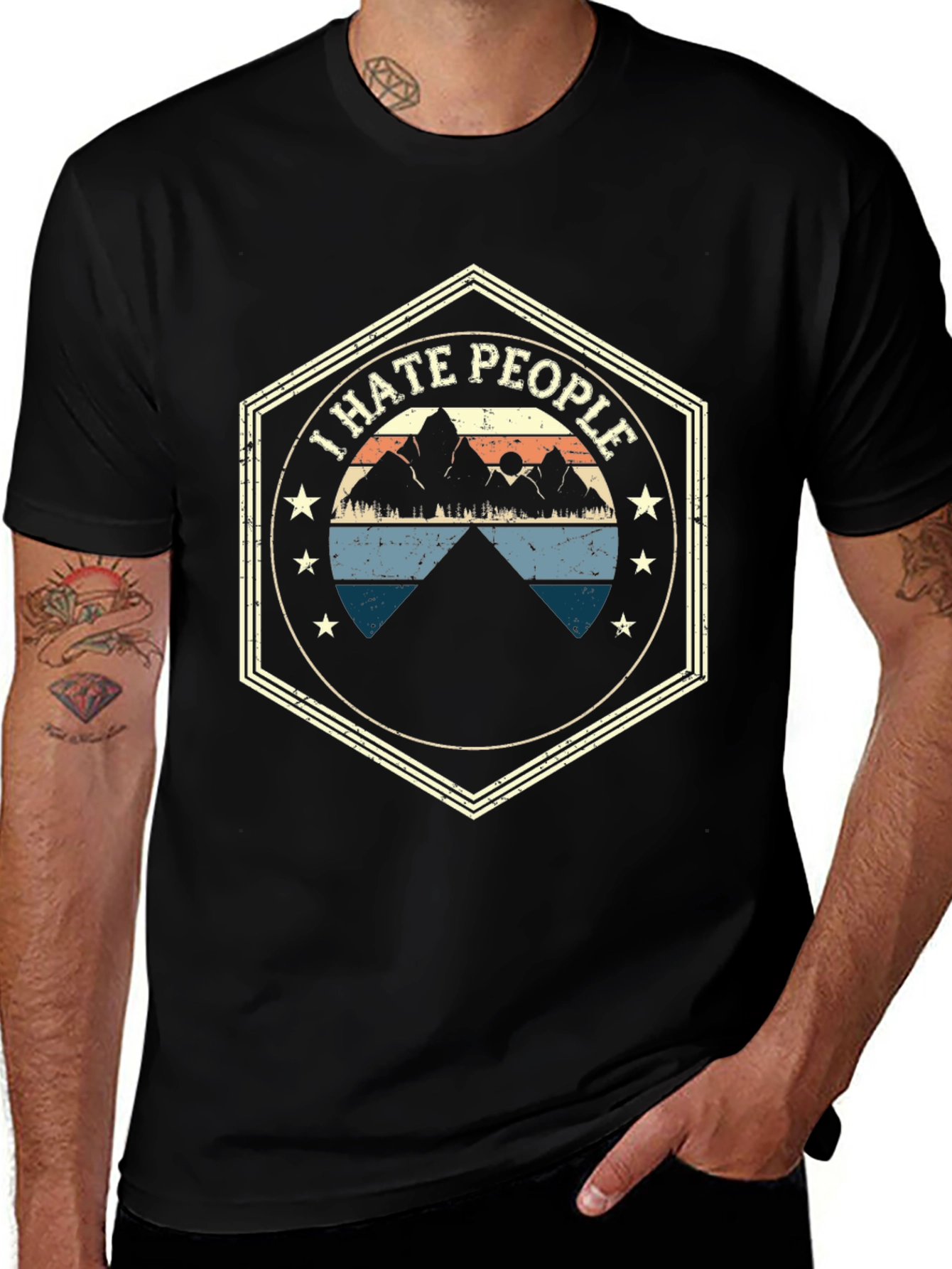 Variant 27 of I Hate People Mountain Graphic Tee - Black