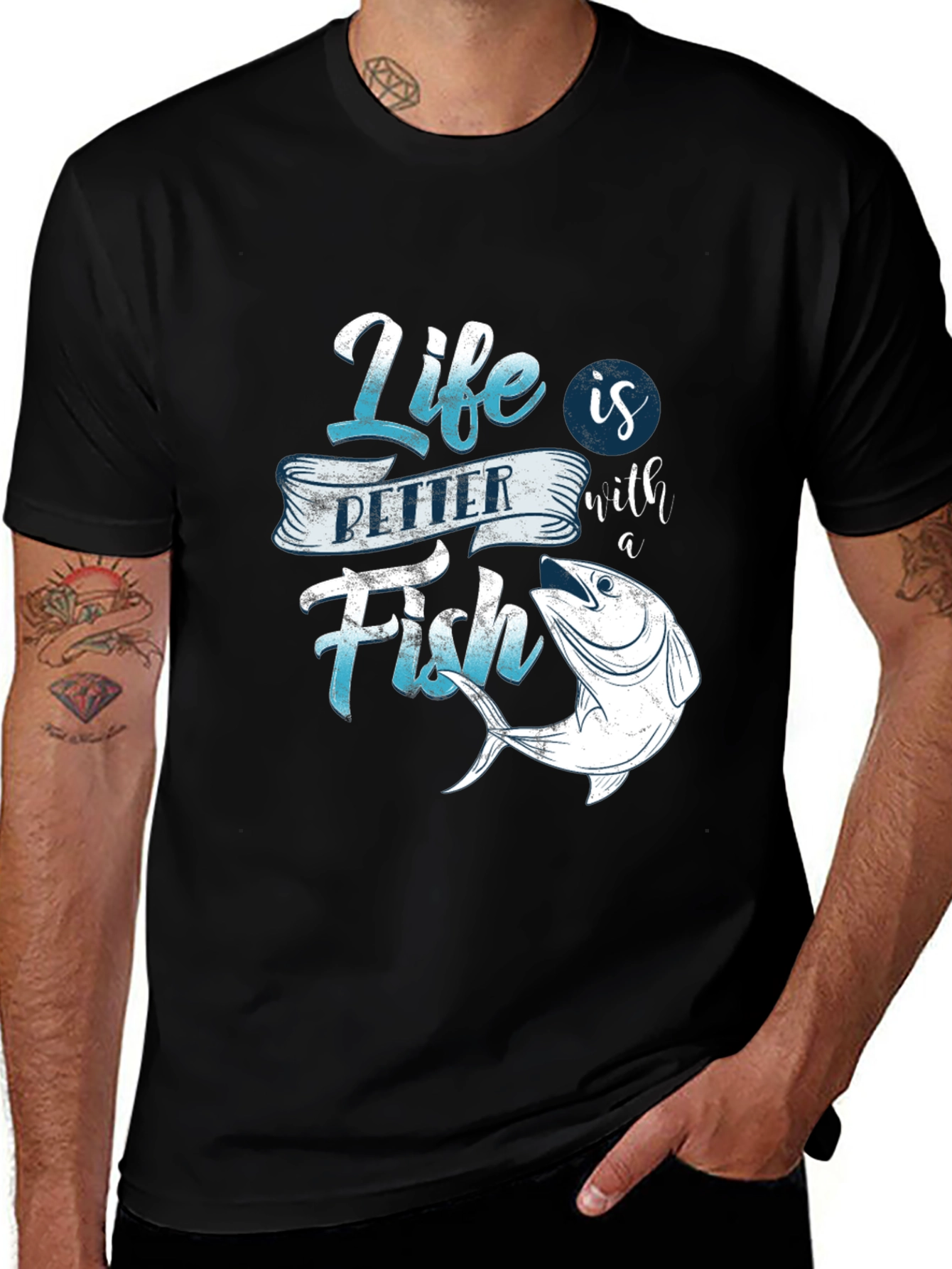 Variant 5 of Life is Better with Fish Graphic T-Shirt