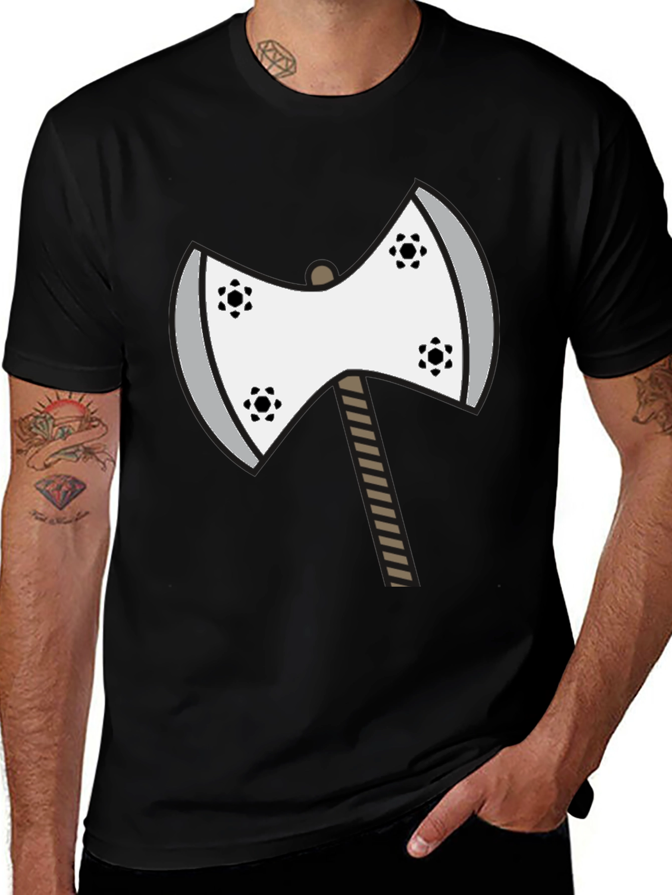 Variant 24 of Axe Graphic Tee - Unique Cartoon Double Axe Design