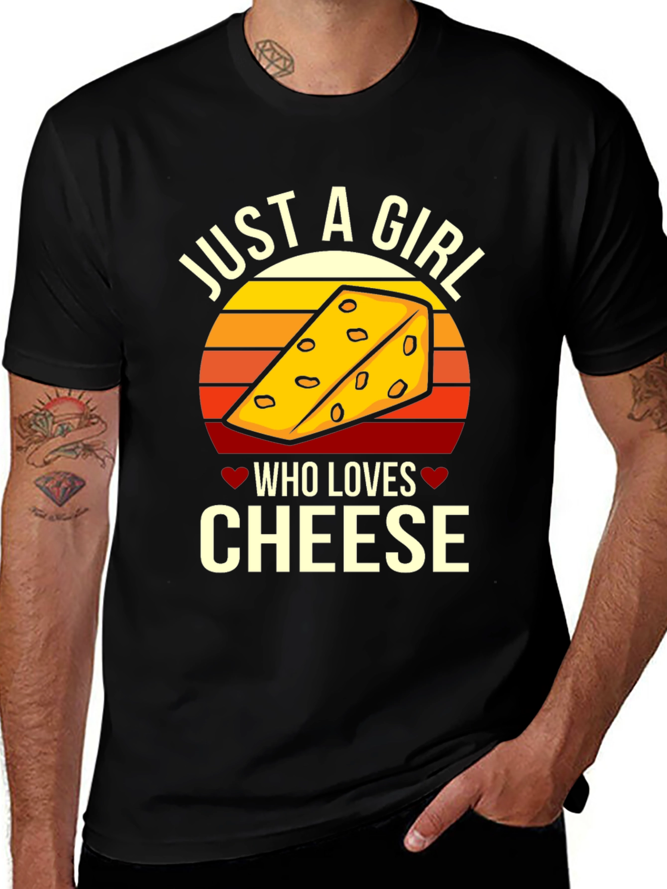 Black Just A Girl Who Loves Cheese Graphic T-Shirt main image