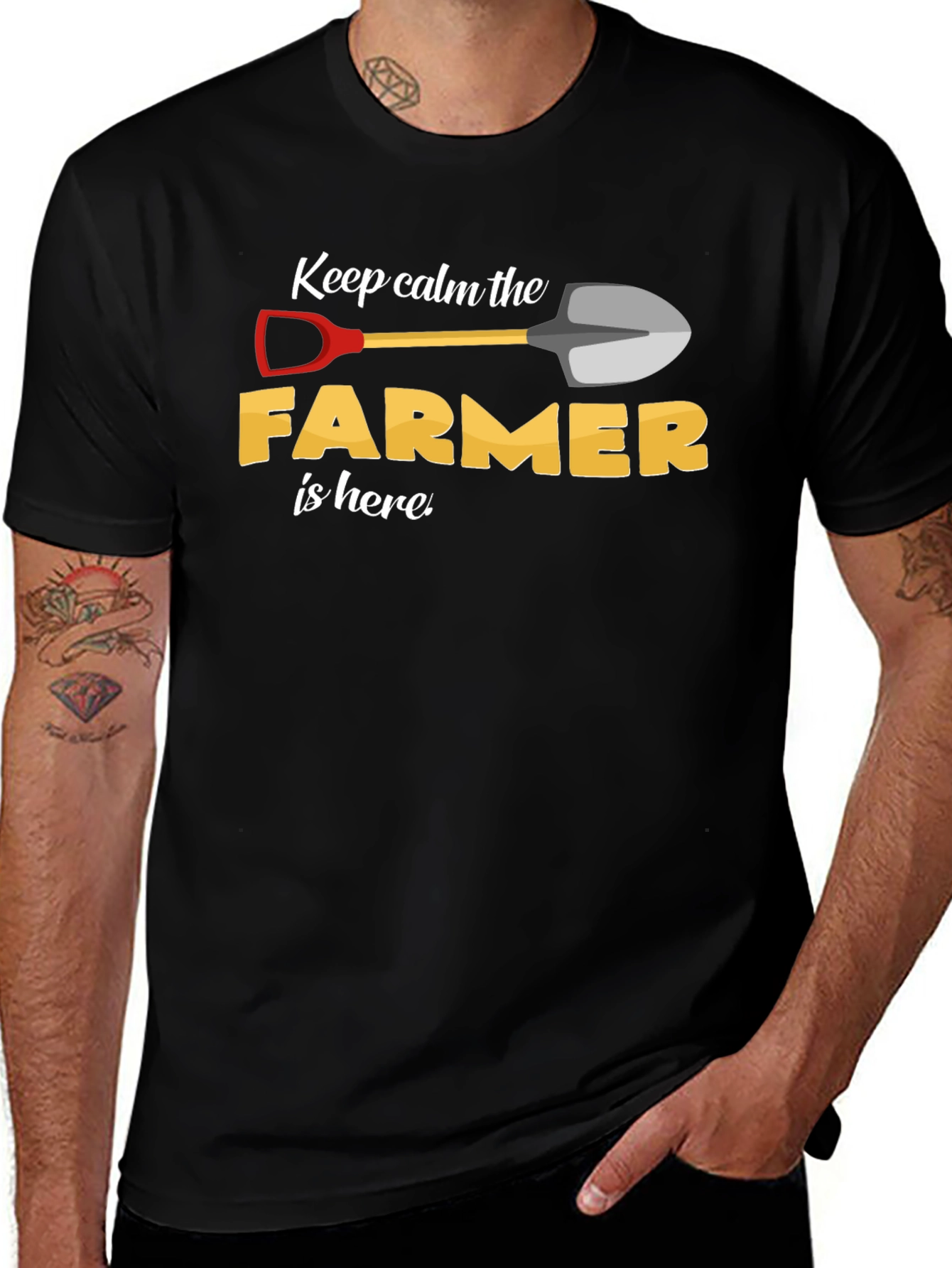Variant 23 of Keep Calm Farmer T-Shirt - Black Cotton Tee