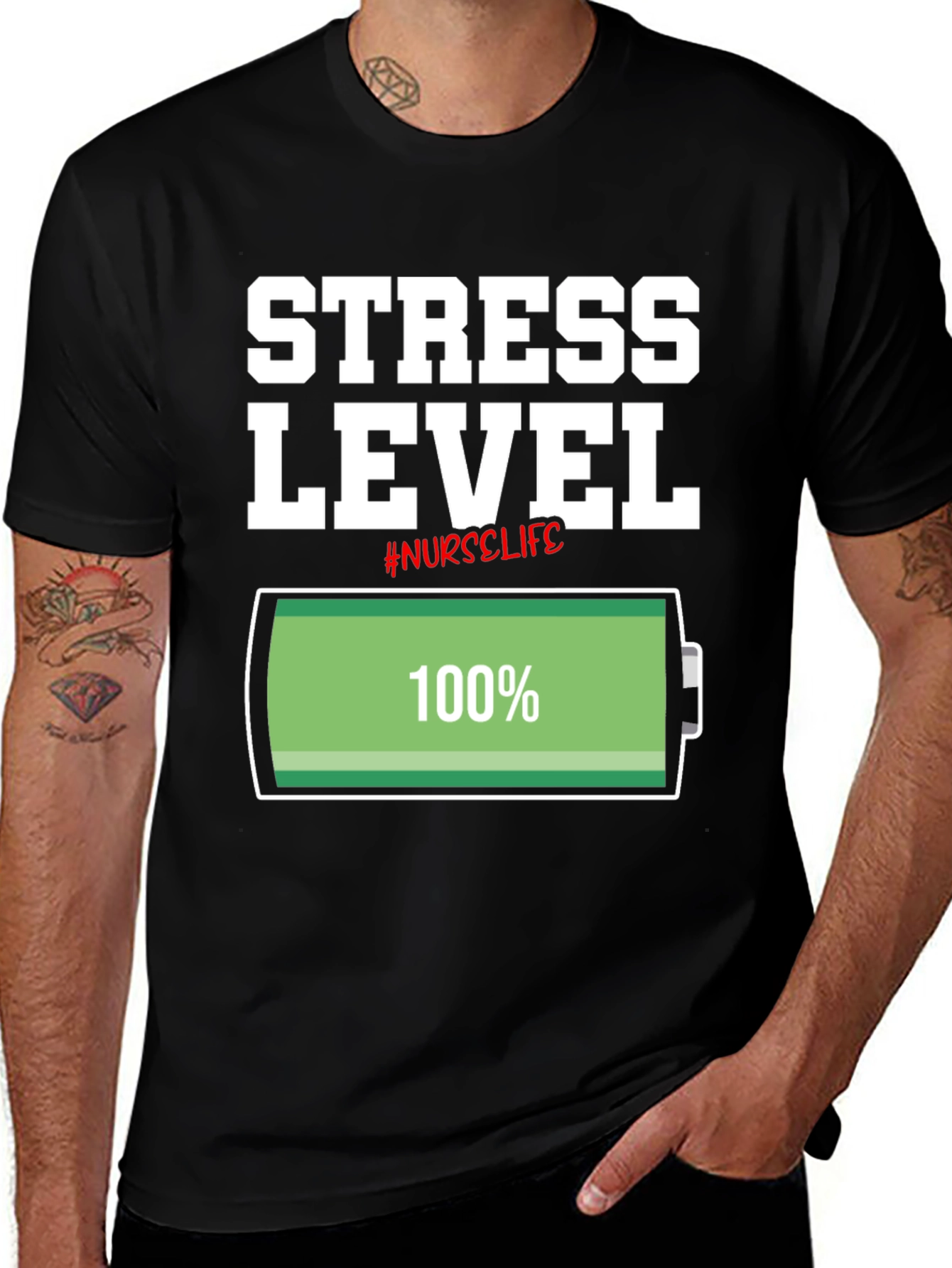 Variant 27 of Stress Level 100% Nurse Life T-Shirt