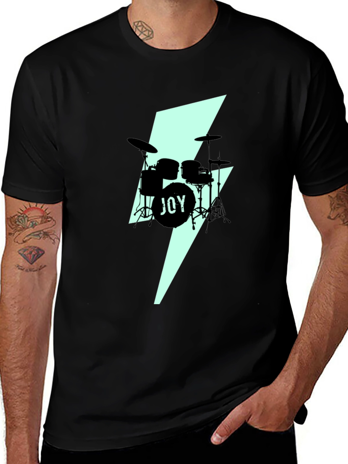 Variant 15 of Joy Drums Graphic Tee - Black Crew Neck