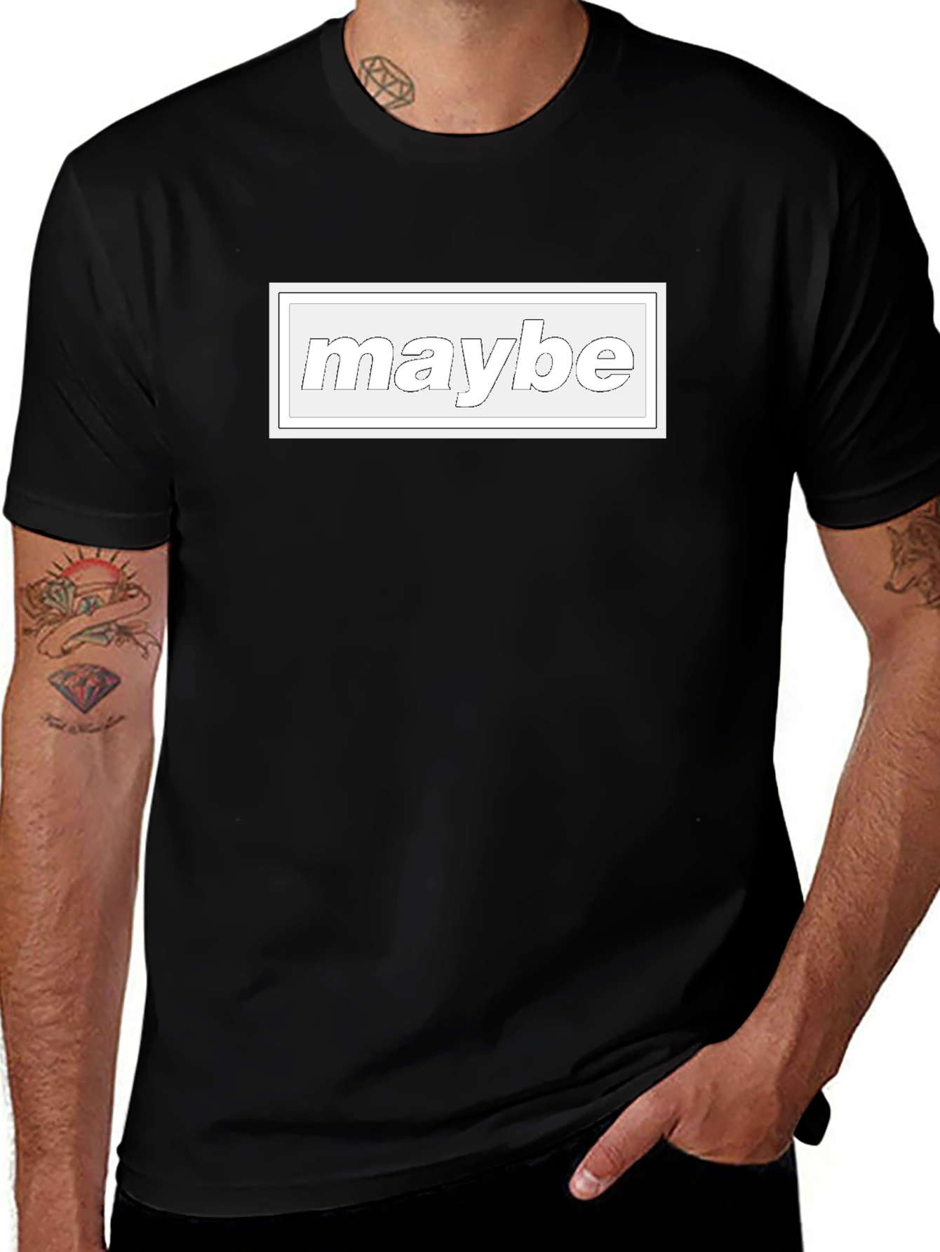 Variant 8 of Maybe Graphic Tee - Casual Black T-Shirt