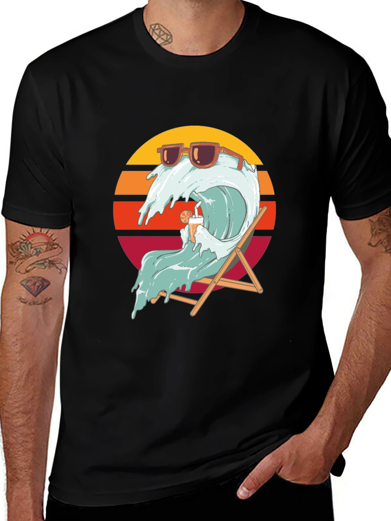 Variant 29 of Cool Wave Graphic T-Shirt - Black Summer Vibes