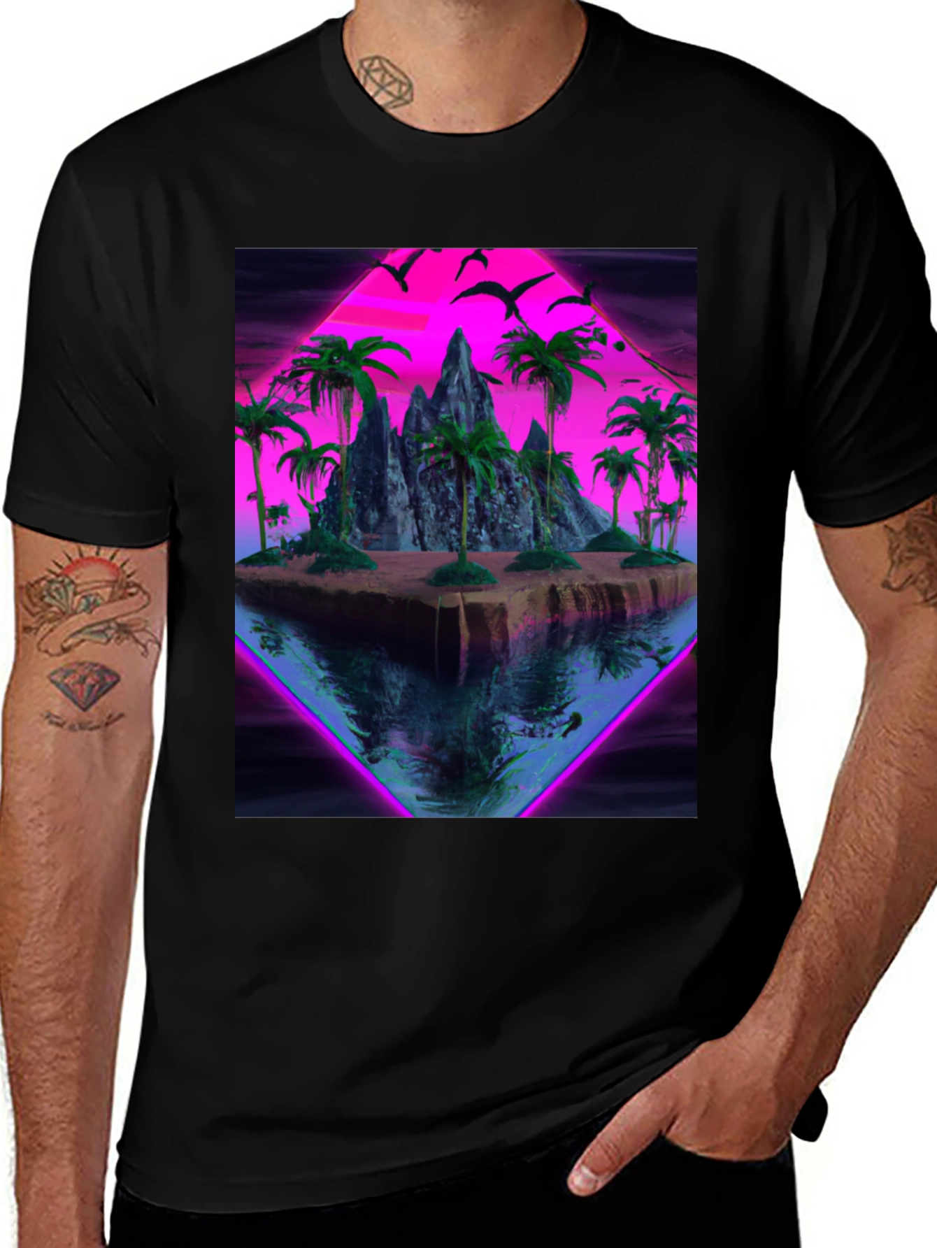 Variant 10 of Vaporwave Island Graphic Tee - Retro Style Shirt