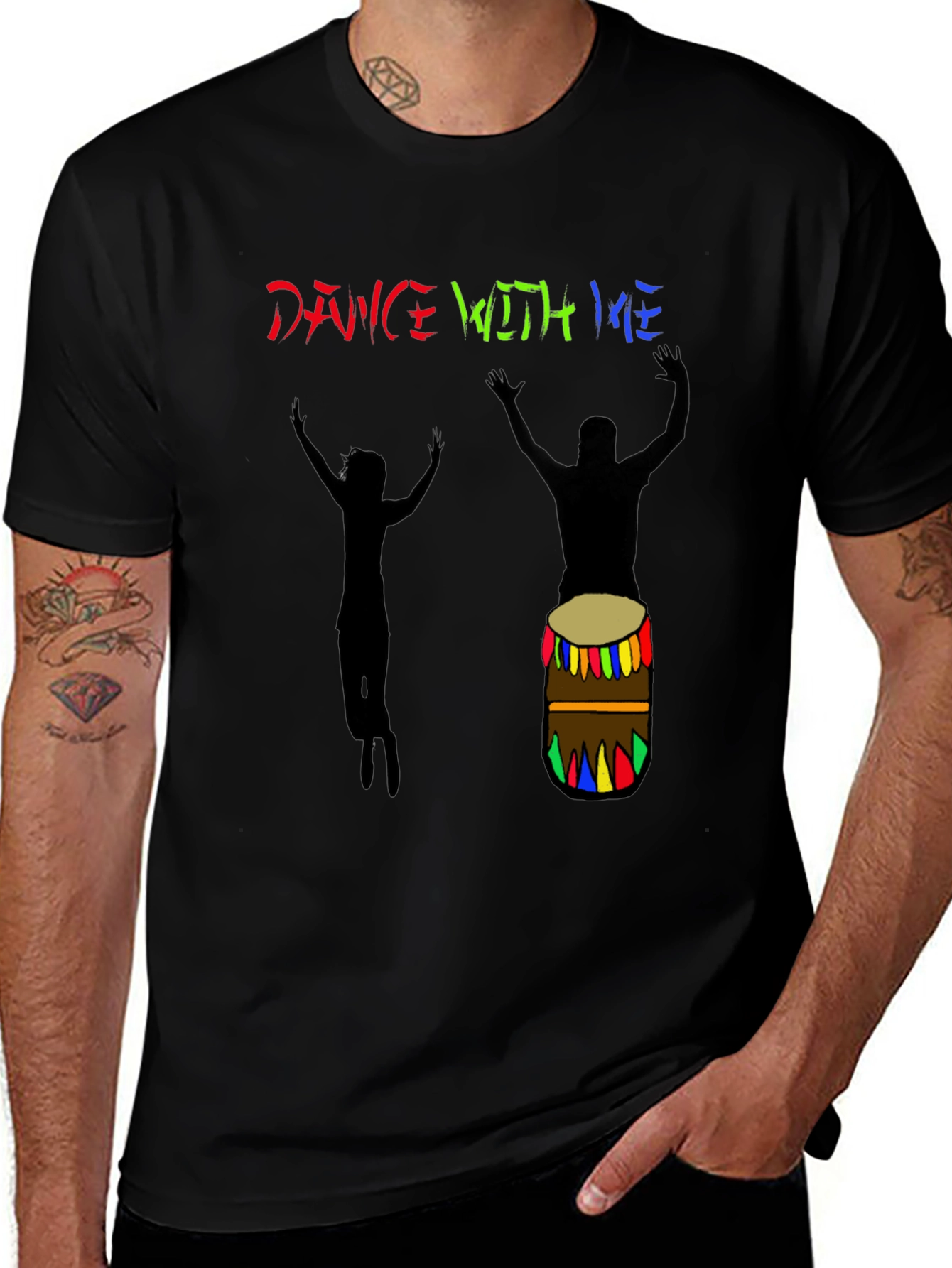 Variant 22 of Dance With Me Graphic Tee - Black Cotton T-Shirt