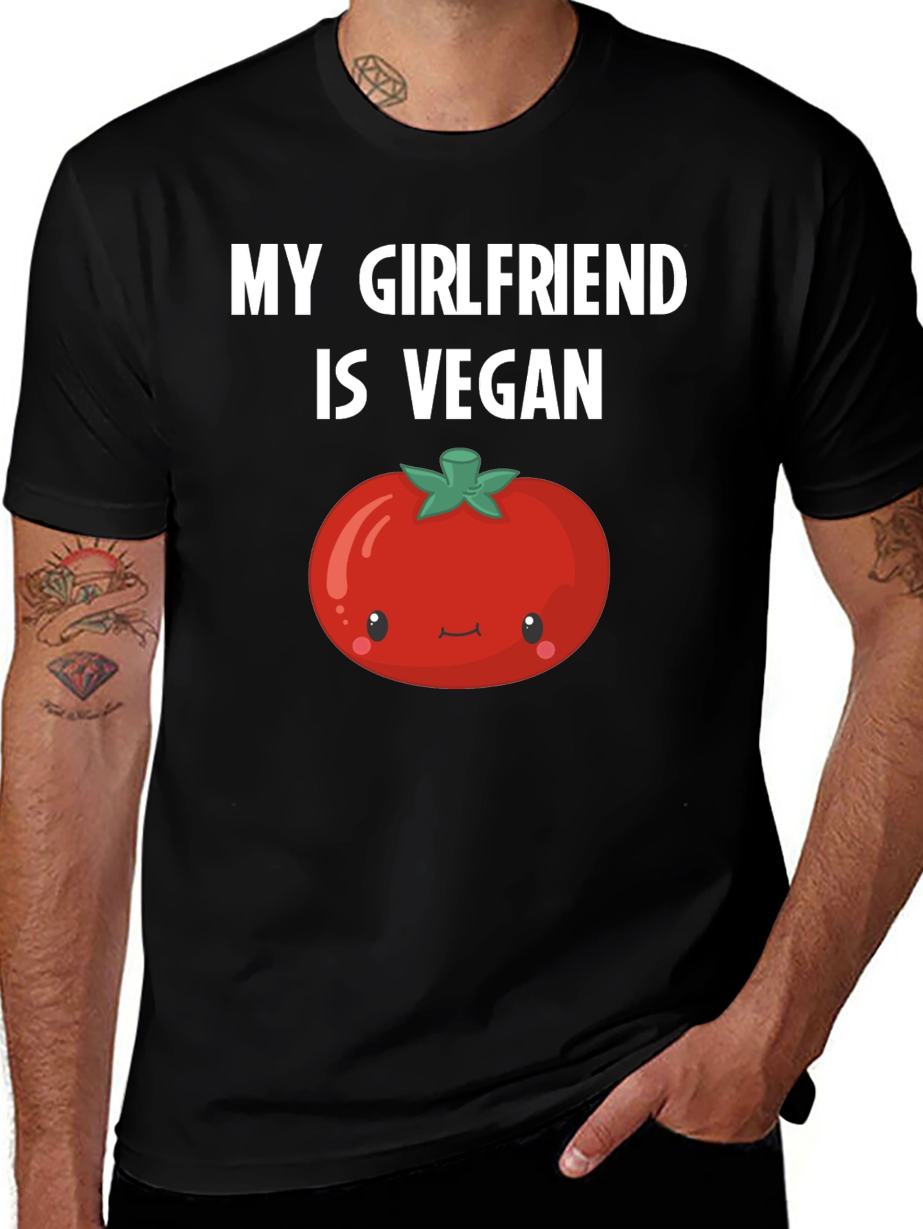 Variant 8 of My Girlfriend is Vegan - Cute Tomato Graphic T-Shirt