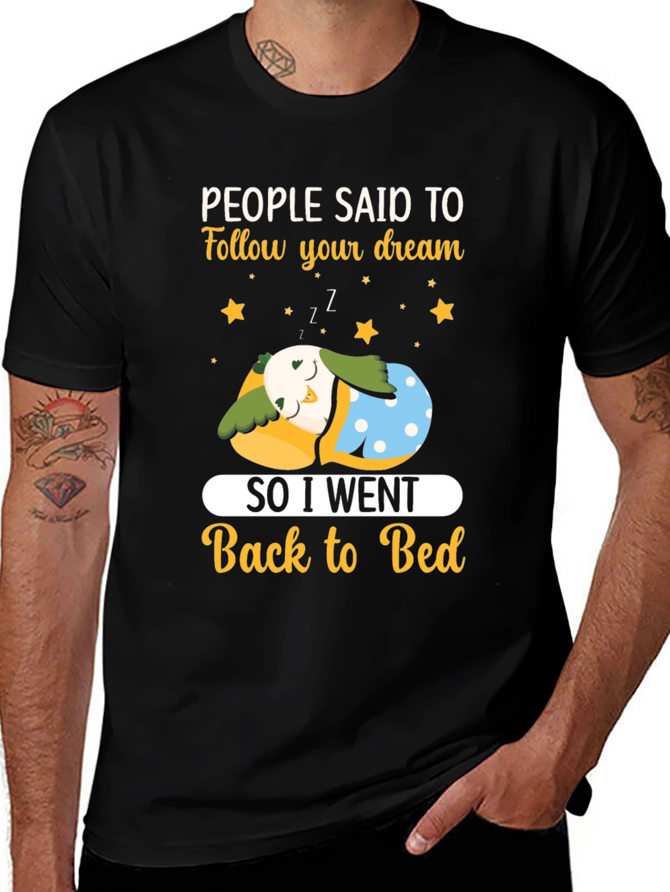 Variant 13 of Funny Sleeping Owl T-Shirt: Follow Your Dream