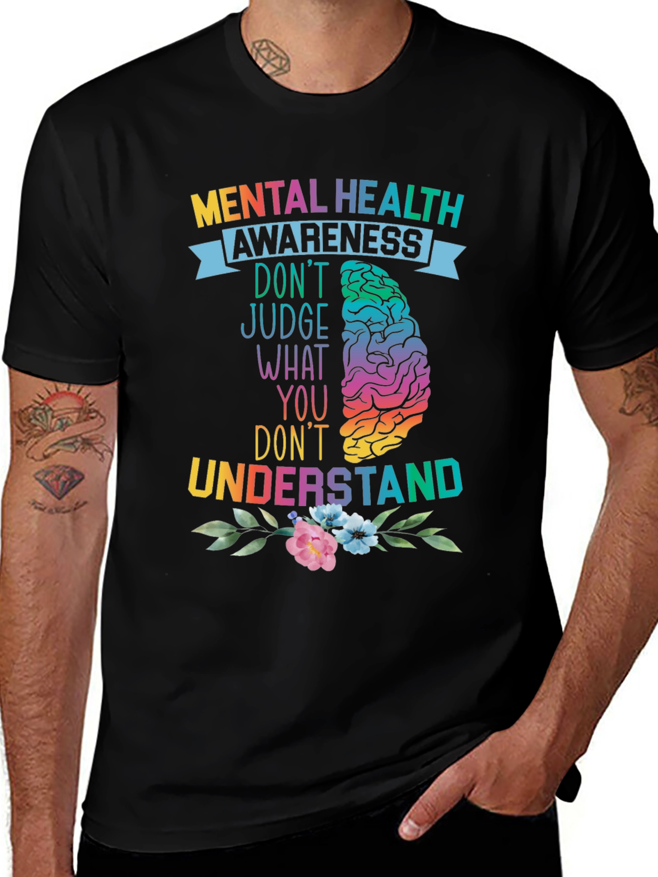 Variant 5 of Mental Health Awareness T-Shirt - Colorful Brain Graphic