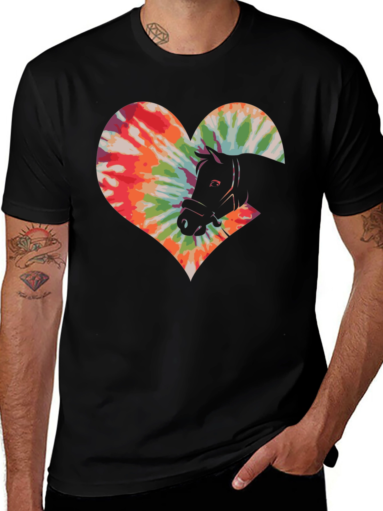Variant 28 of Tie Dye Heart Horse T-Shirt
