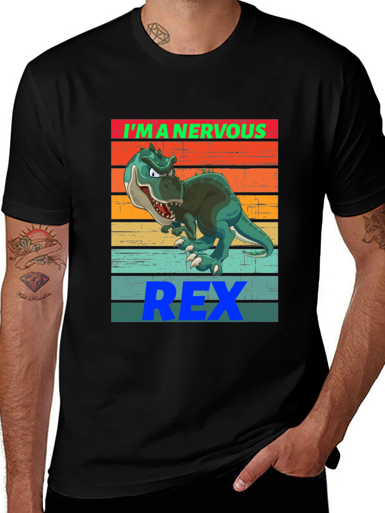 Nervous Rex T-Shirt - Fun Dinosaur Tee