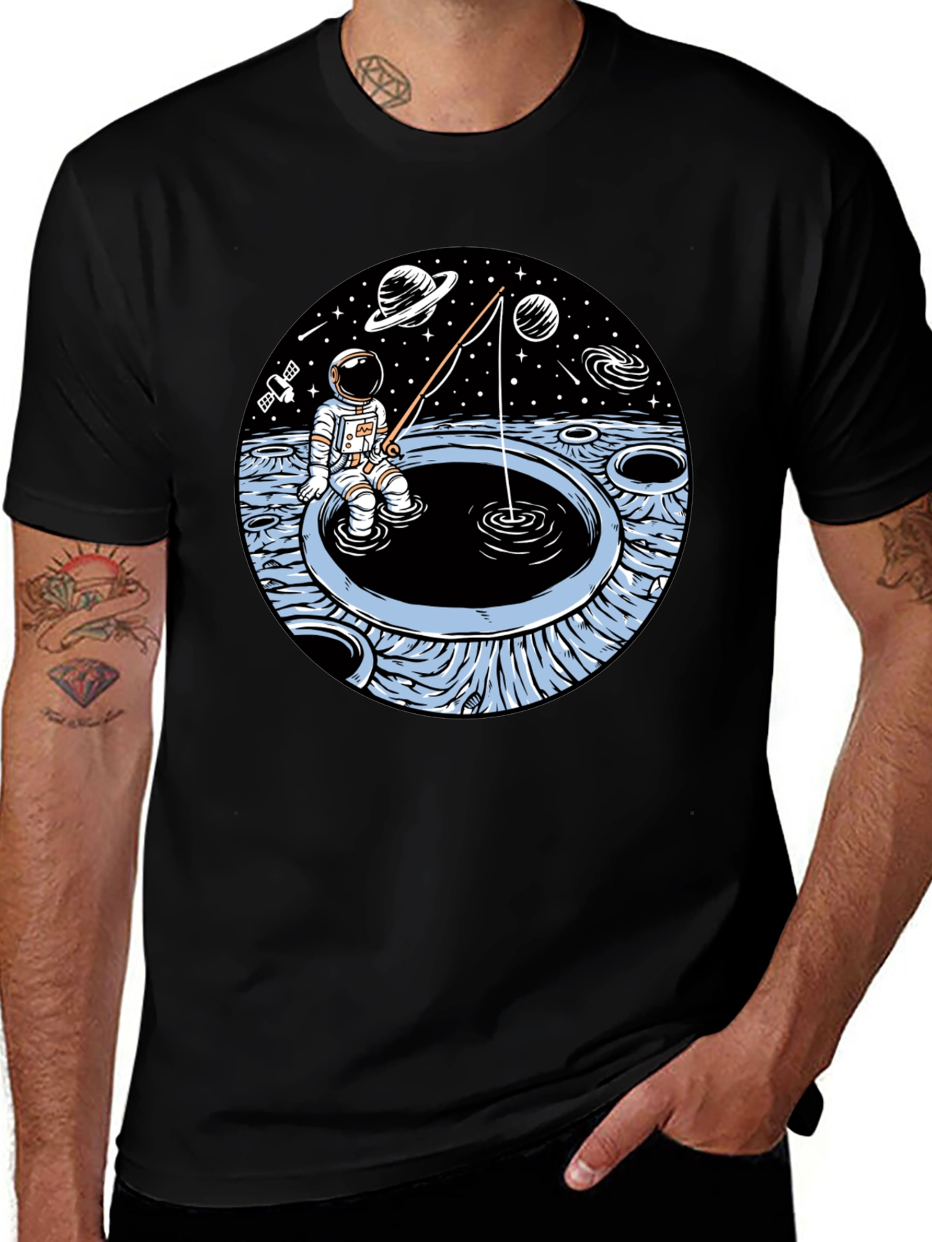 Variant 21 of Astronaut Fishing T-Shirt - Space Adventure Tee