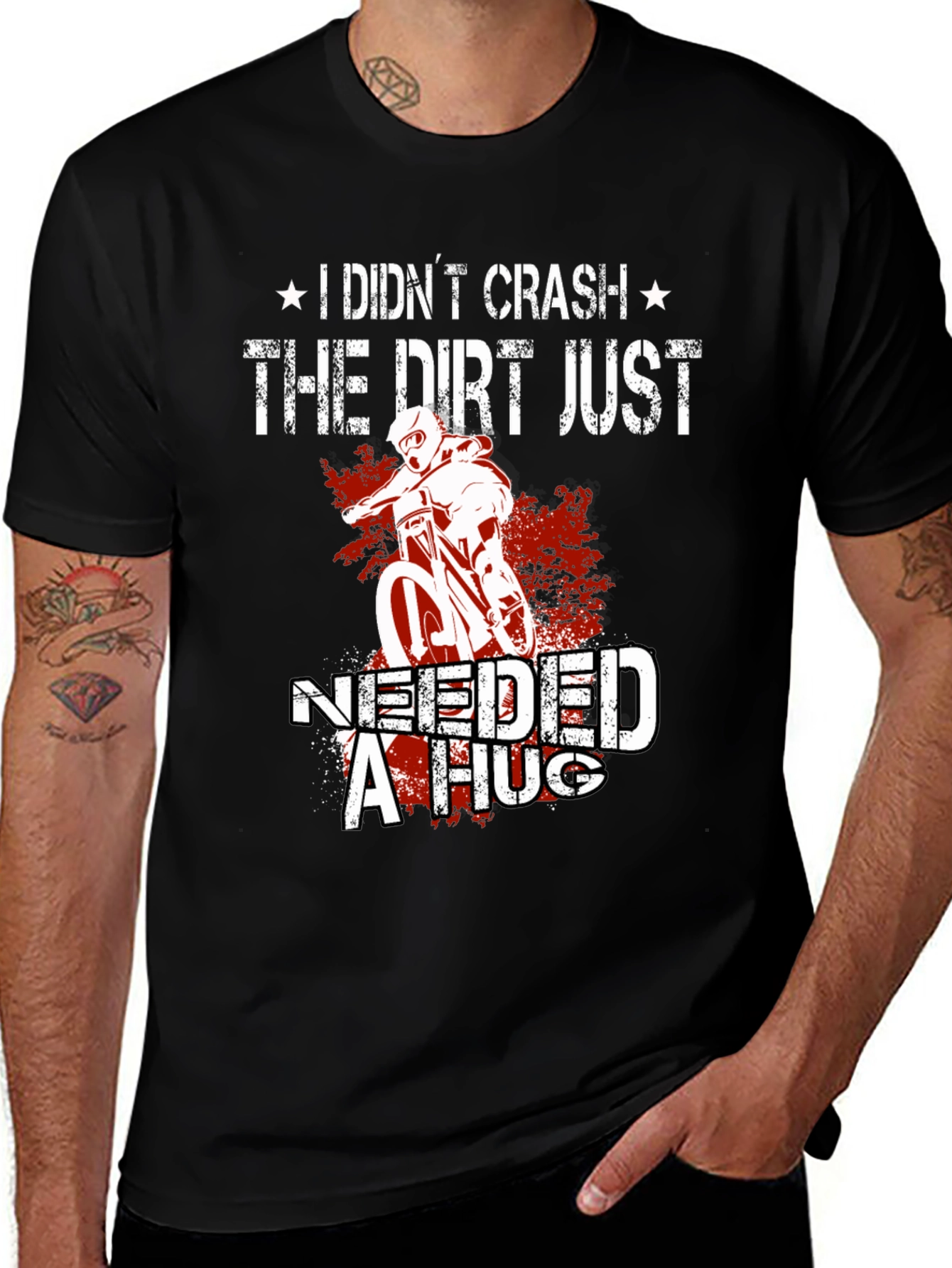 Variant 27 of Funny Dirt Bike Crash Hug Graphic T-Shirt