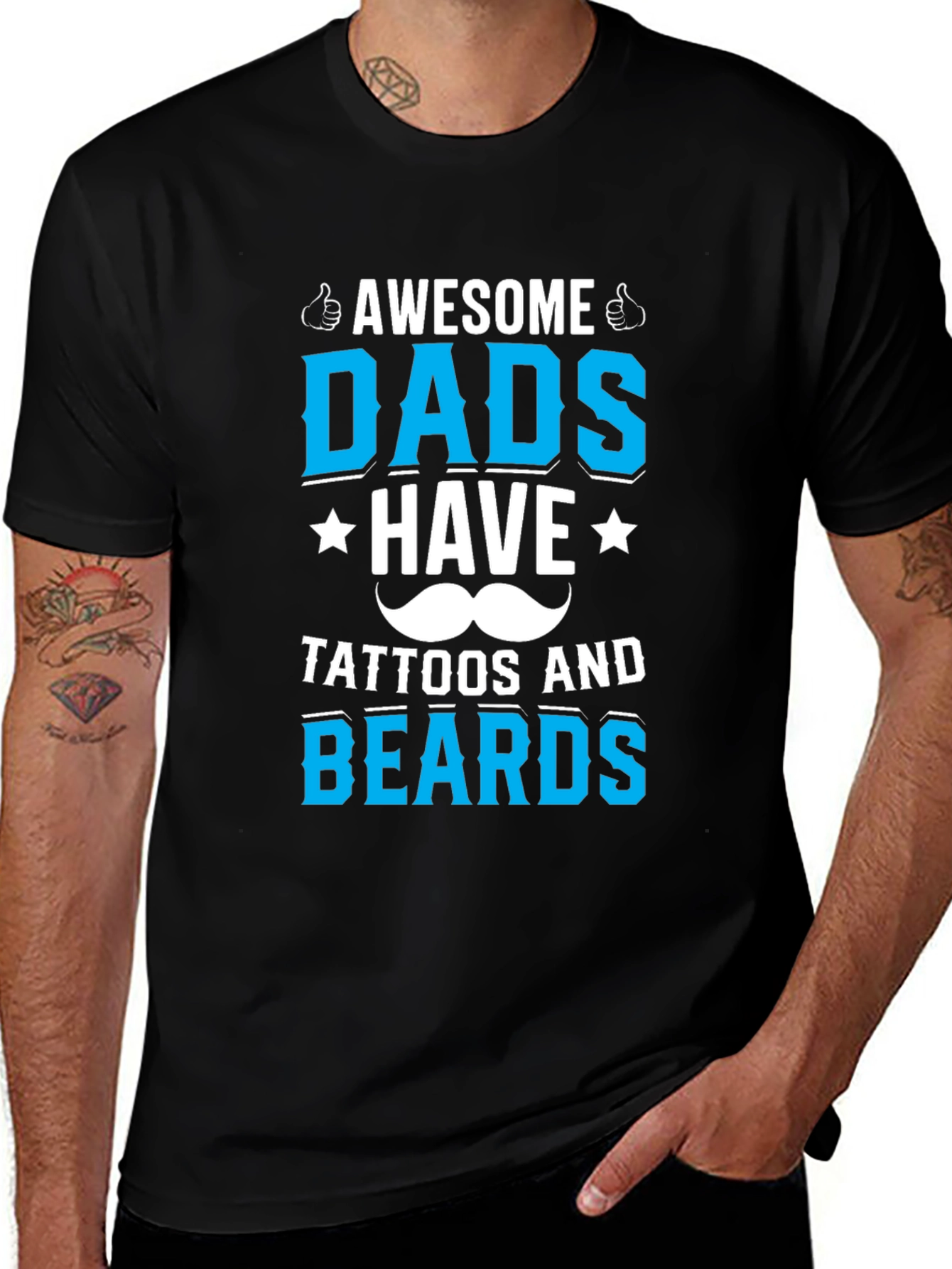 Variant 8 of Awesome Dads Tattoos & Beards Graphic T-Shirt