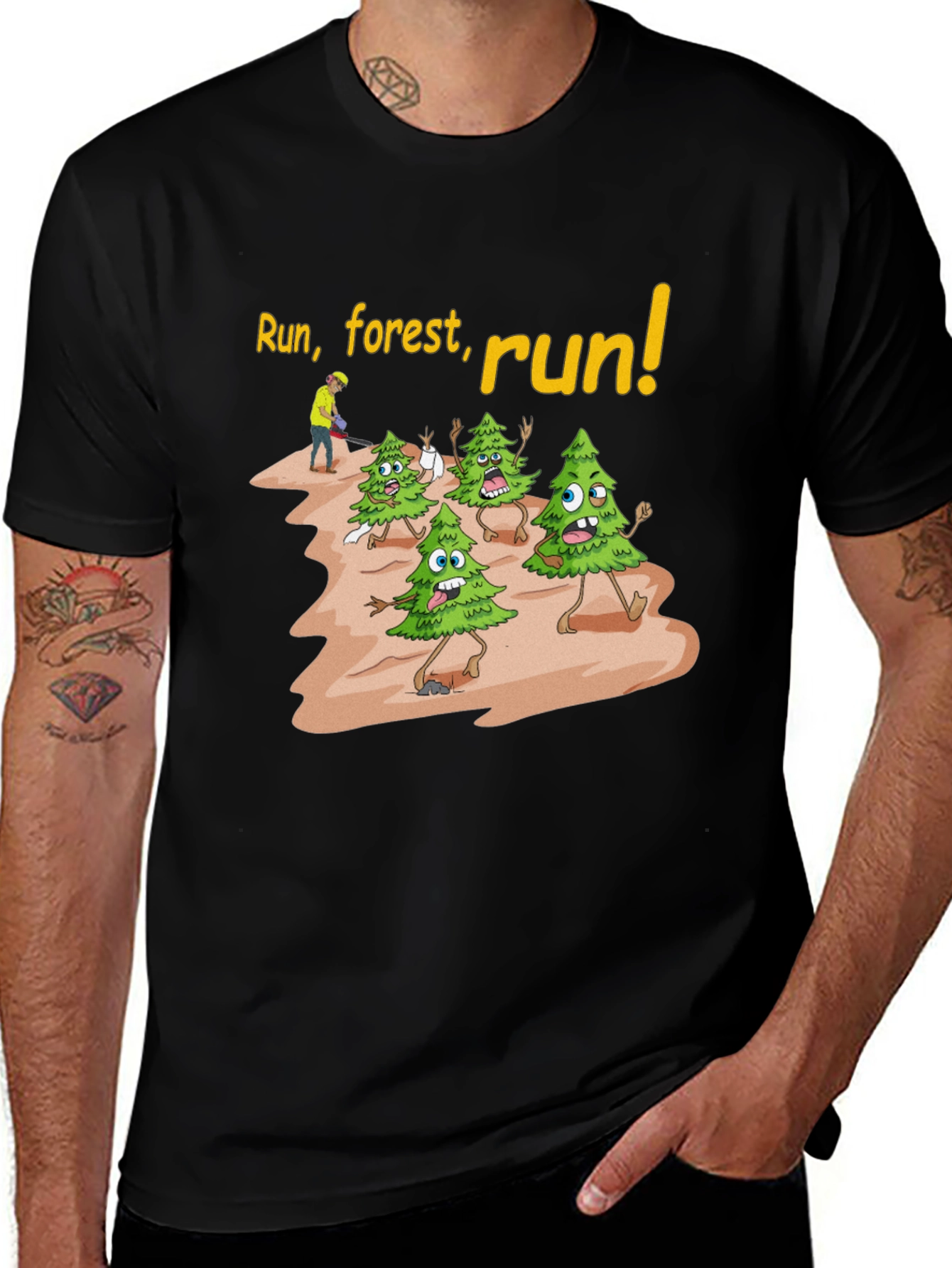 Variant 2 of Run Forest Run T-Shirt Funny Cartoon Trees