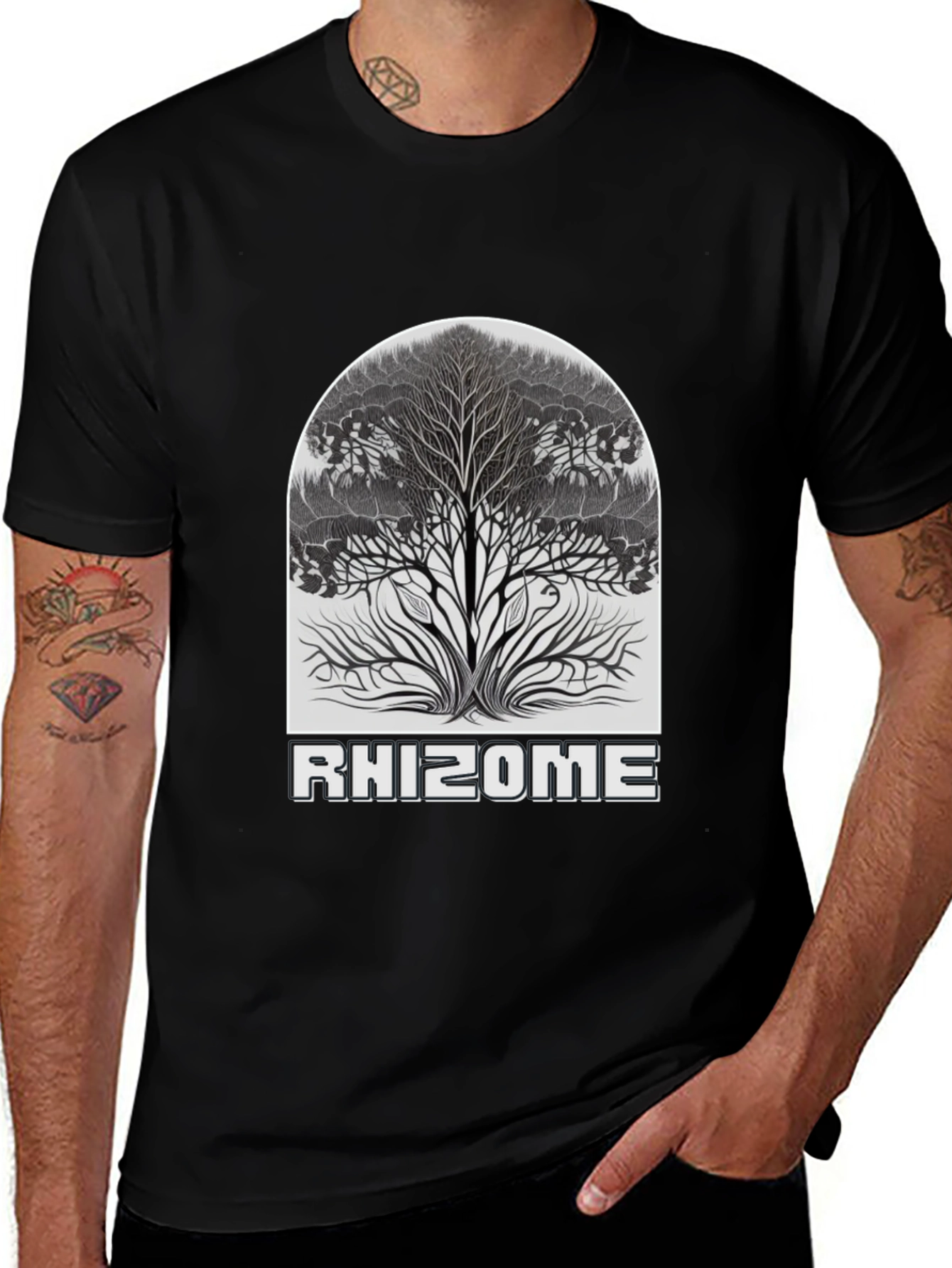Variant 15 of Rhizome Tree Graphic Tee - Stylish Nature Design
