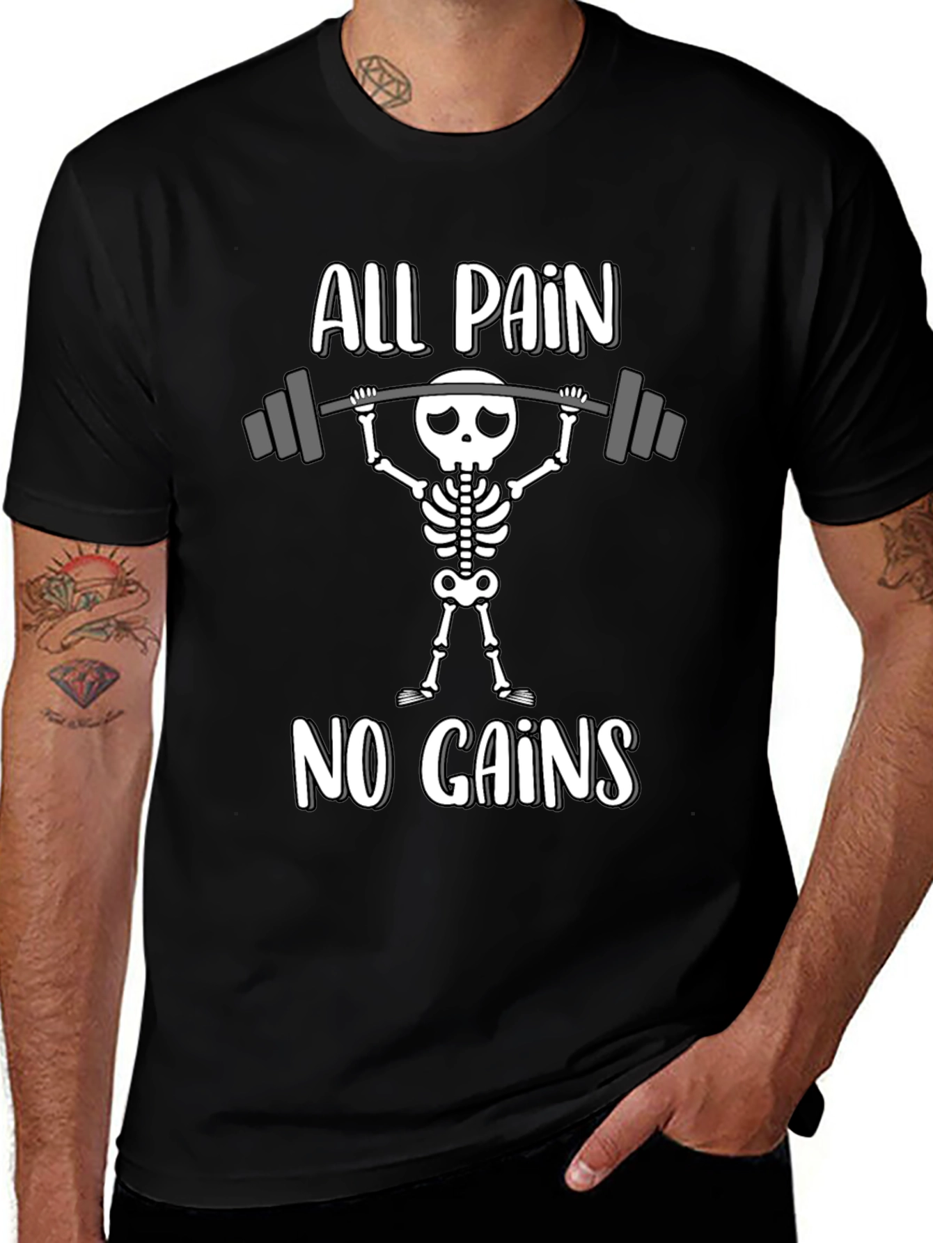 Variant 6 of All Pain No Gains Skeleton Gym T-Shirt