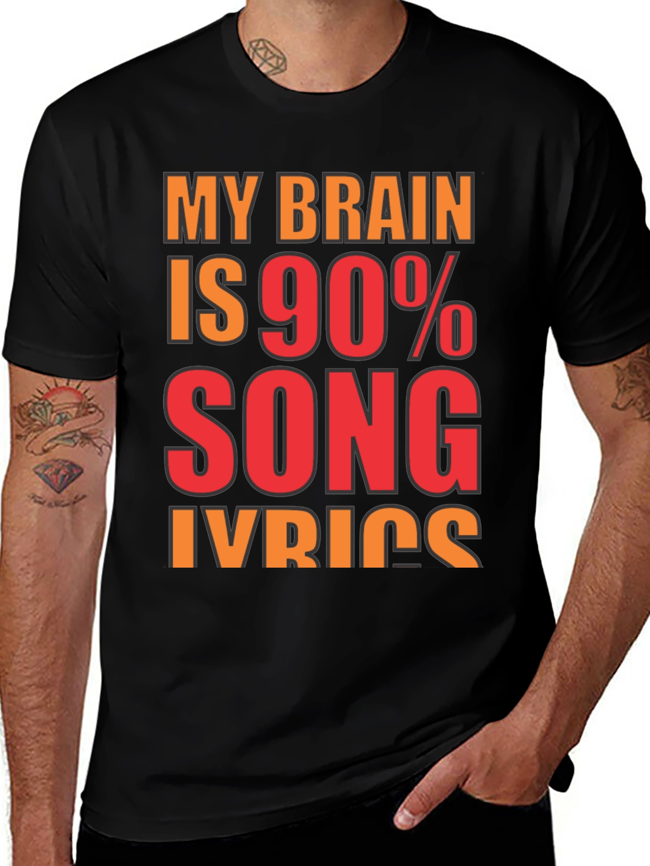 Variant 21 of Song Lyrics T-Shirt - Brain 90% Music