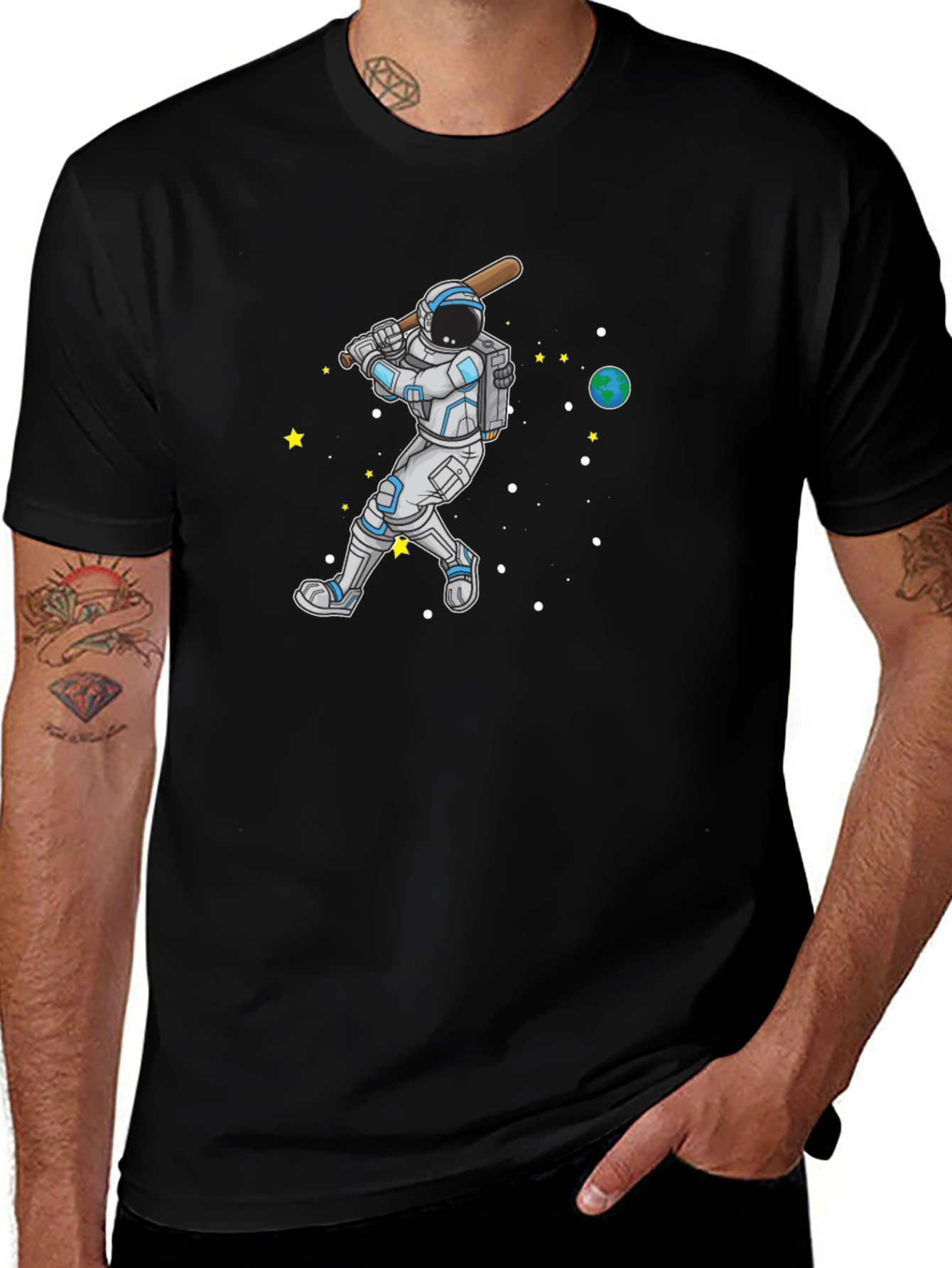 Variant 22 of Astronaut Baseball Black T-Shirt