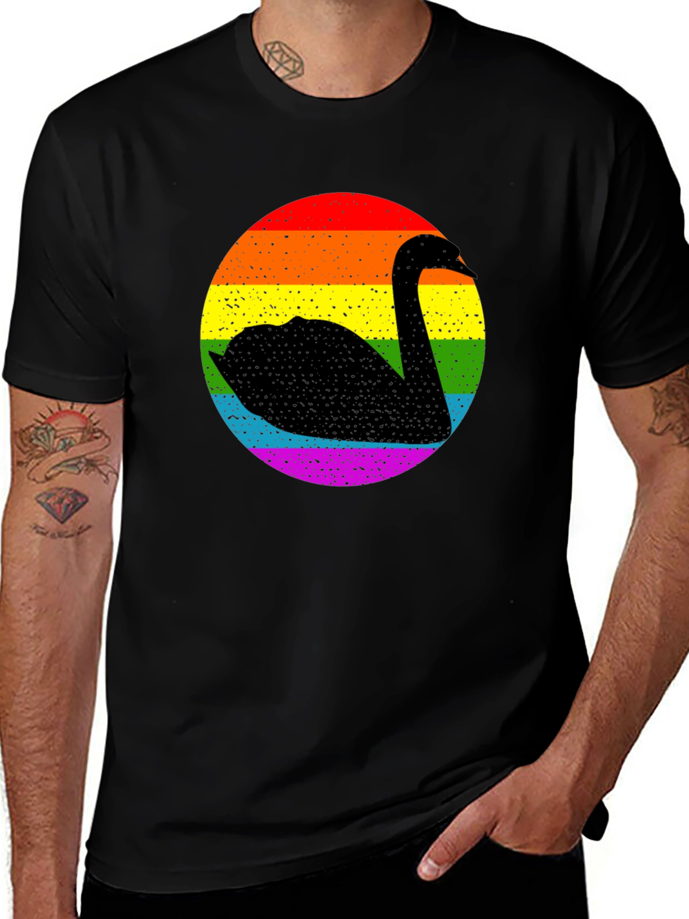 Variant 17 of Rainbow Swan Graphic T-Shirt - Pride Apparel