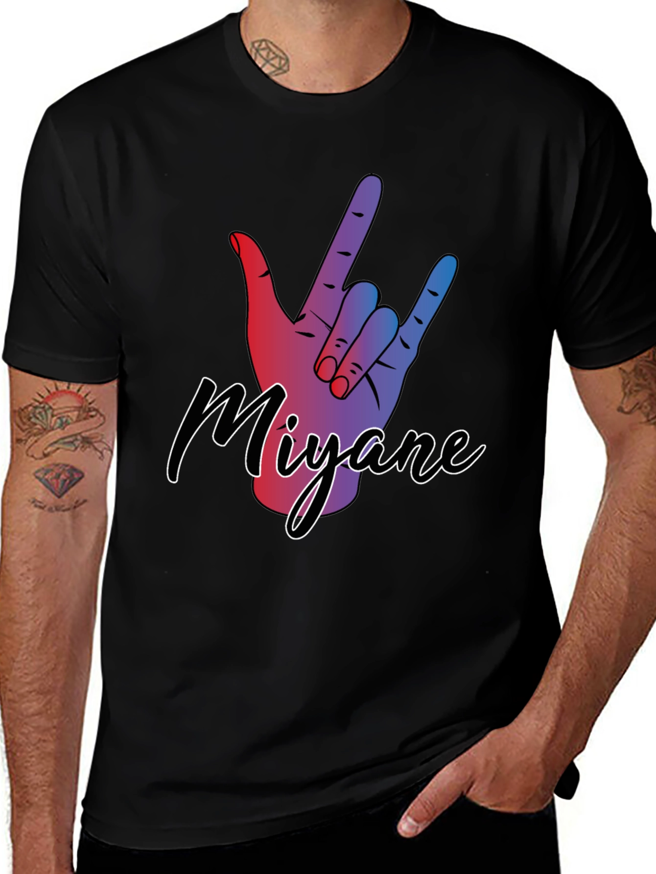 Variant 2 of Miyane Colorful Hand Gesture Graphic T-Shirt