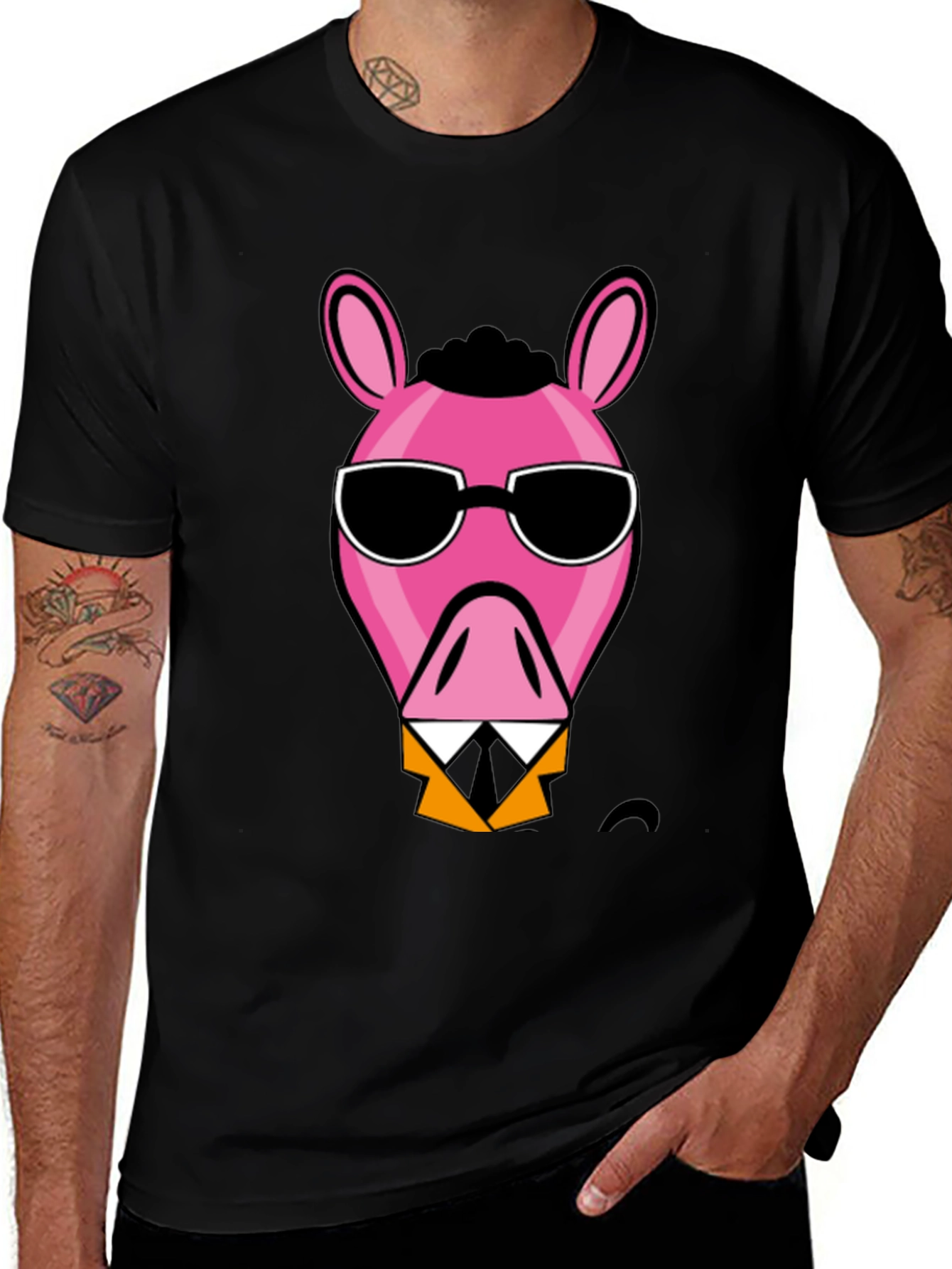 Variant 18 of Cool Pink Donkey Black T-Shirt