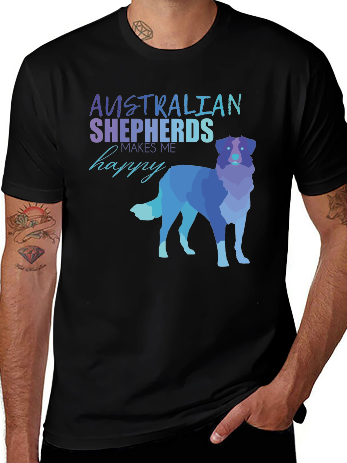 Australian Shepherd T-Shirt - Makes Me Happy Tee
