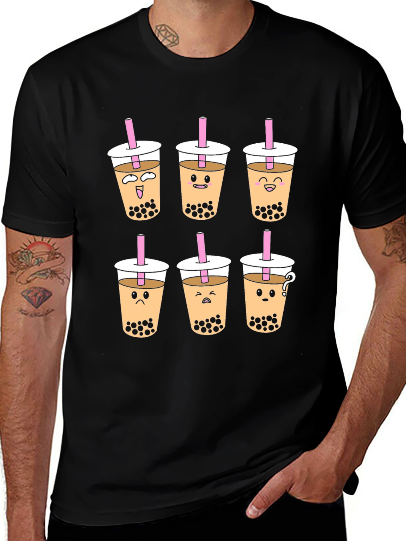 Variant 12 of Boba Tea Graphic T-Shirt - Unisex Black Tee
