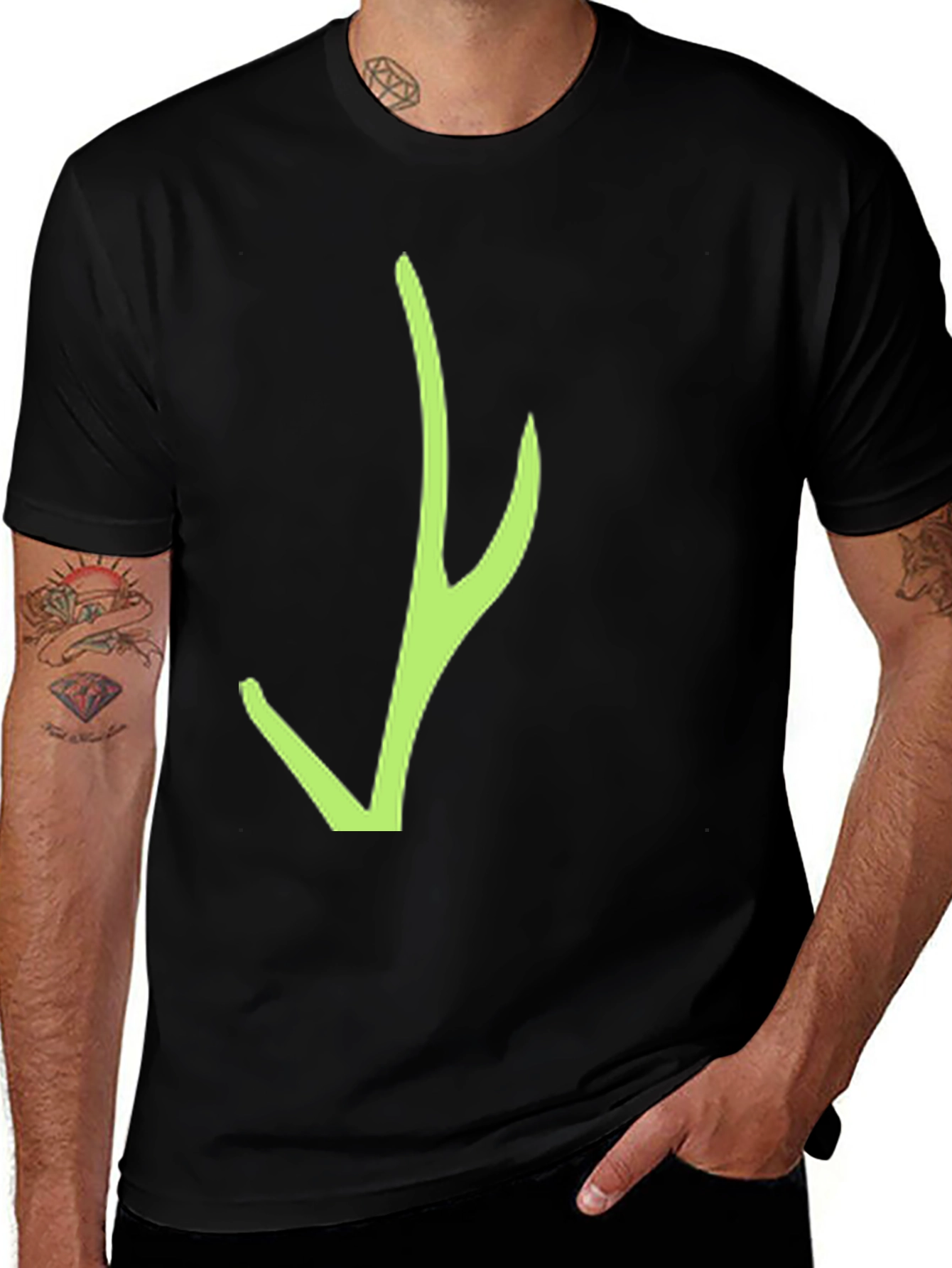 Variant 4 of Black T-Shirt with Green Abstract Design