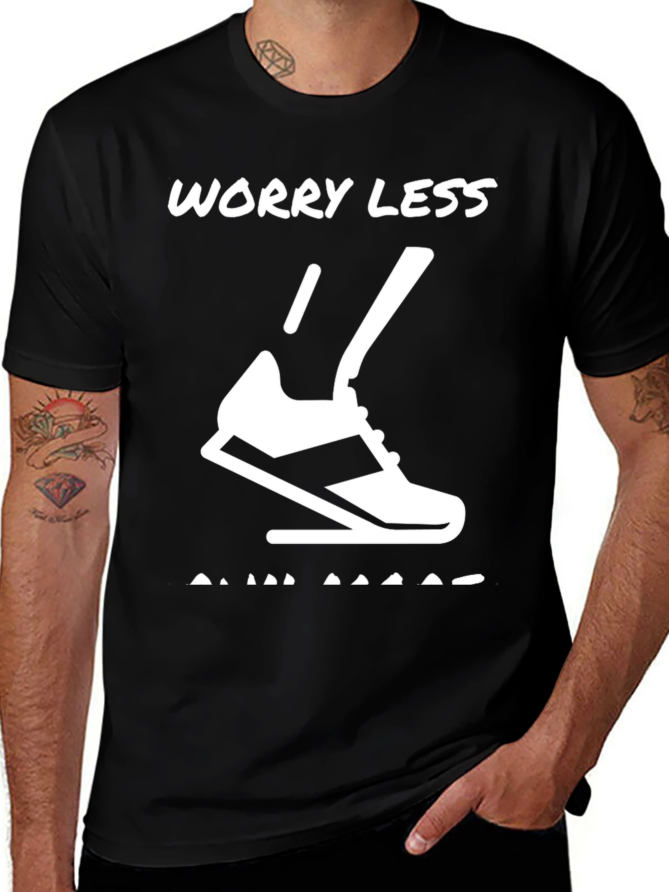 Worry Less Run More Graphic Tee - Black