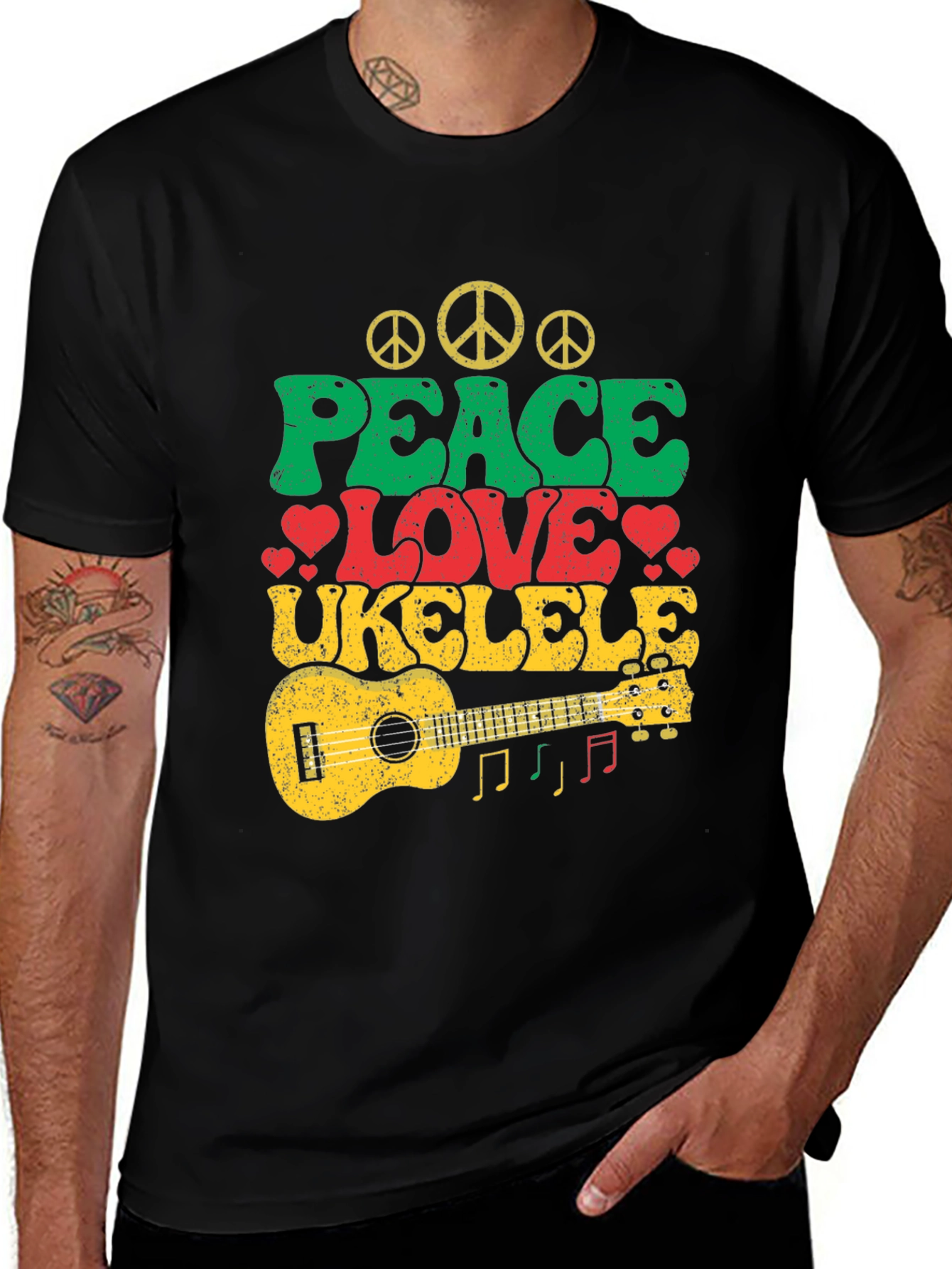 Variant 12 of Peace Love Ukulele T-Shirt - Retro Music Tee