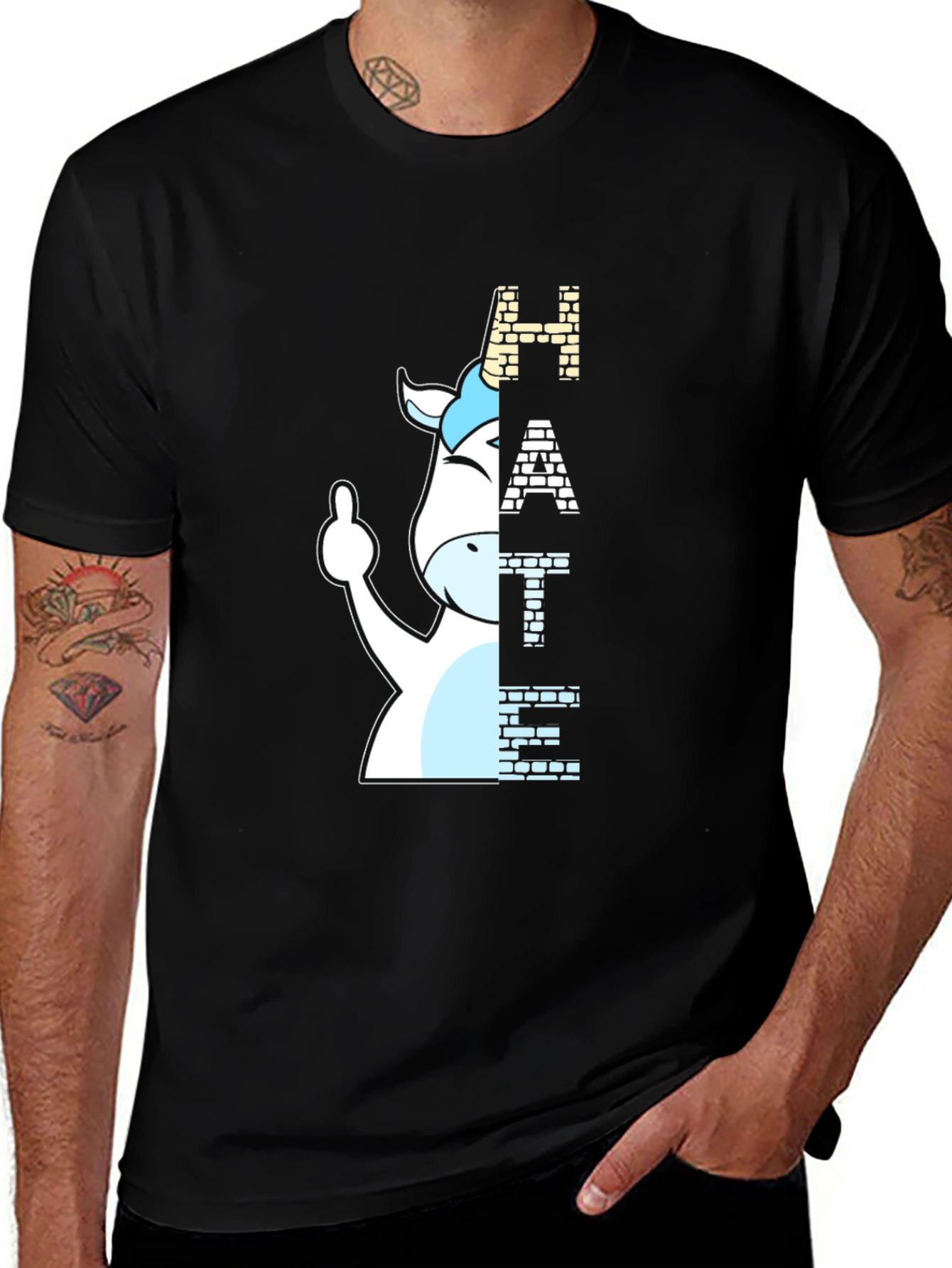 Variant 6 of Funny Hate Unicorn Black T-Shirt