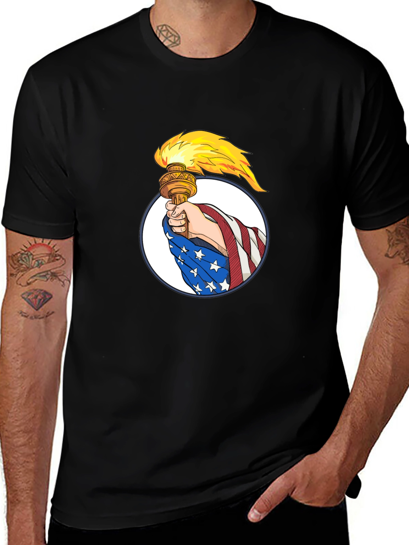 Variant 11 of Liberty Torch Graphic Tee - Patriotic Design