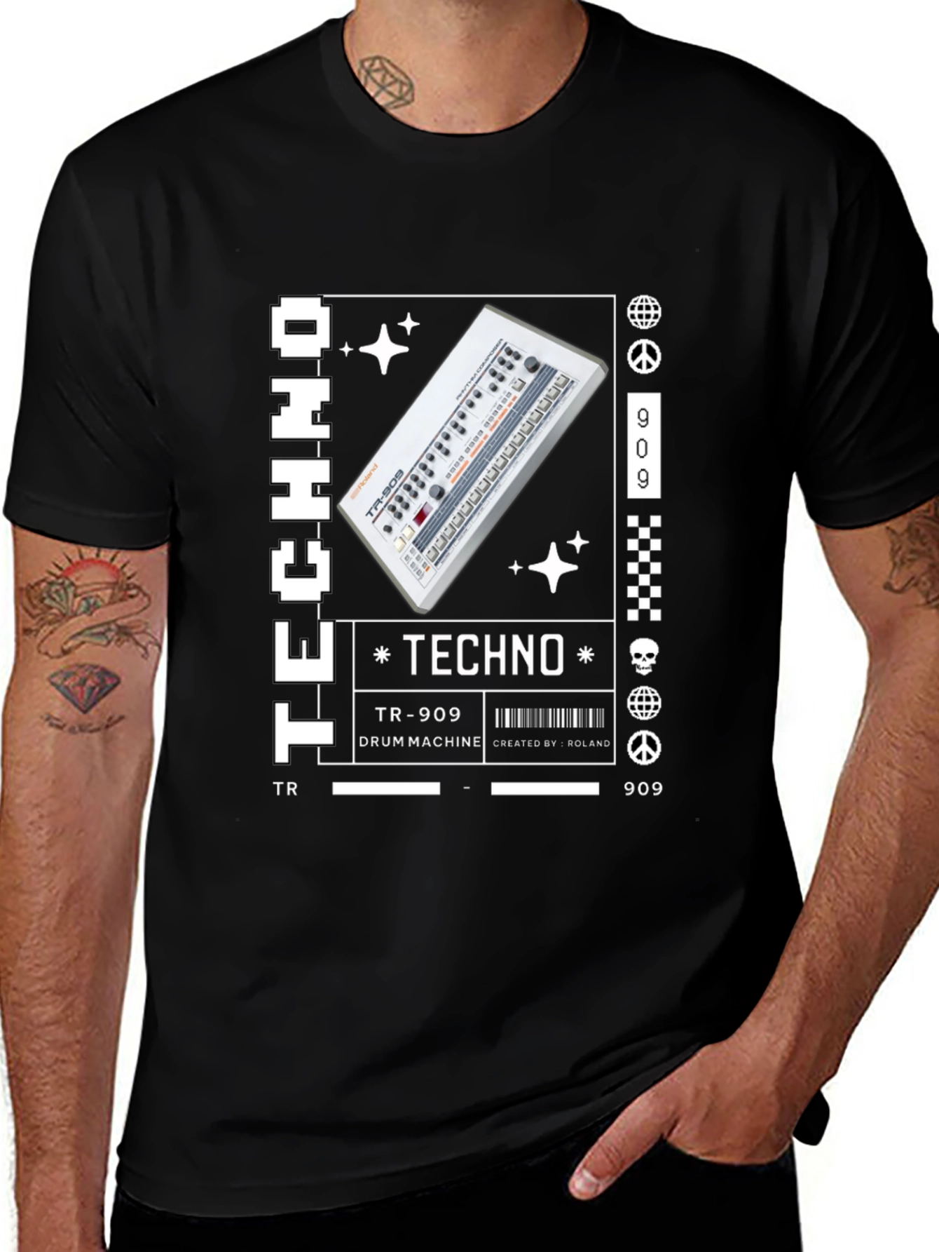 Techno TR-909 Drum Machine Graphic Tee