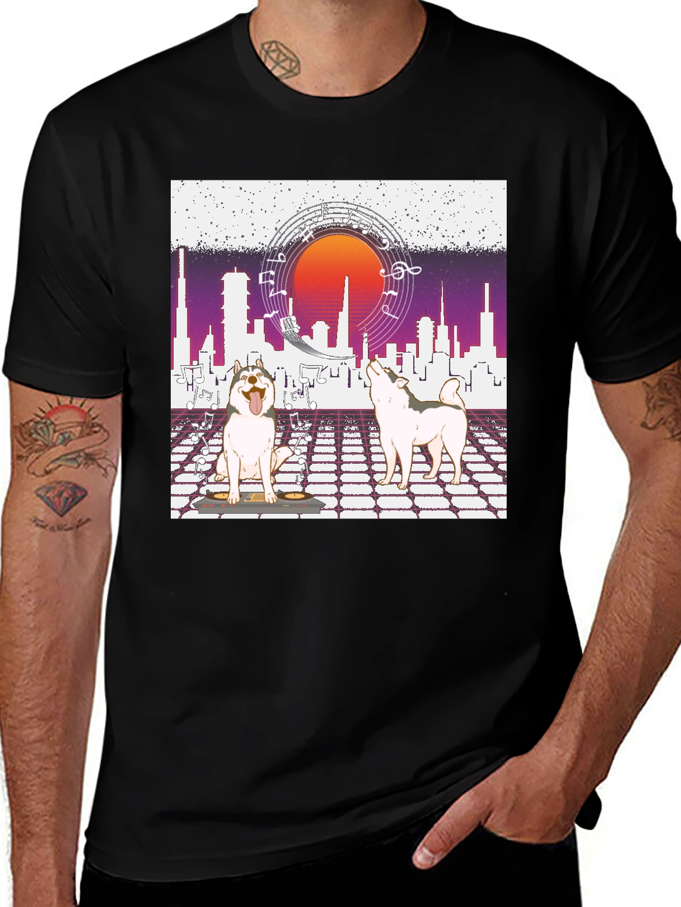 Variant 11 of Retro City Husky Music T-Shirt