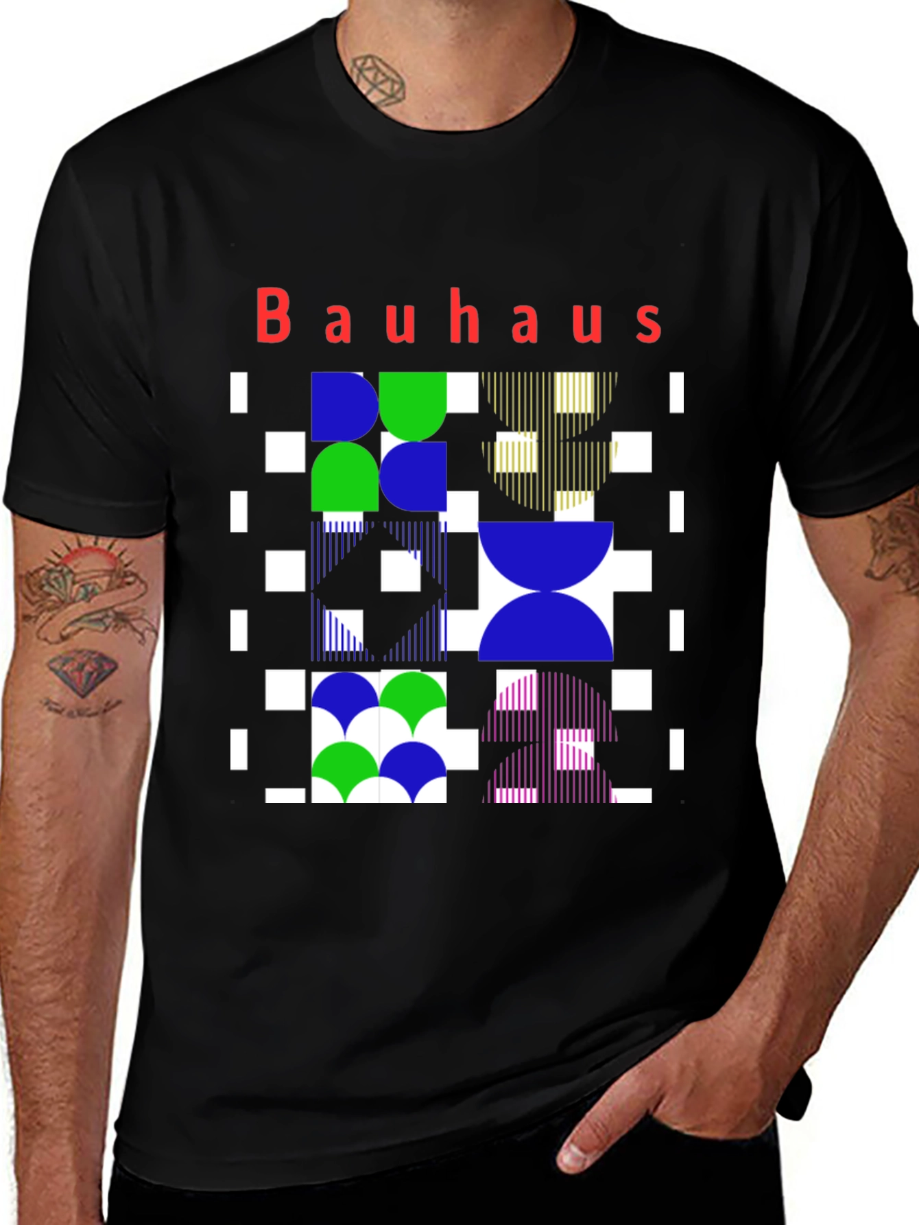 Variant 13 of Bauhaus Geometric Print Graphic Tee