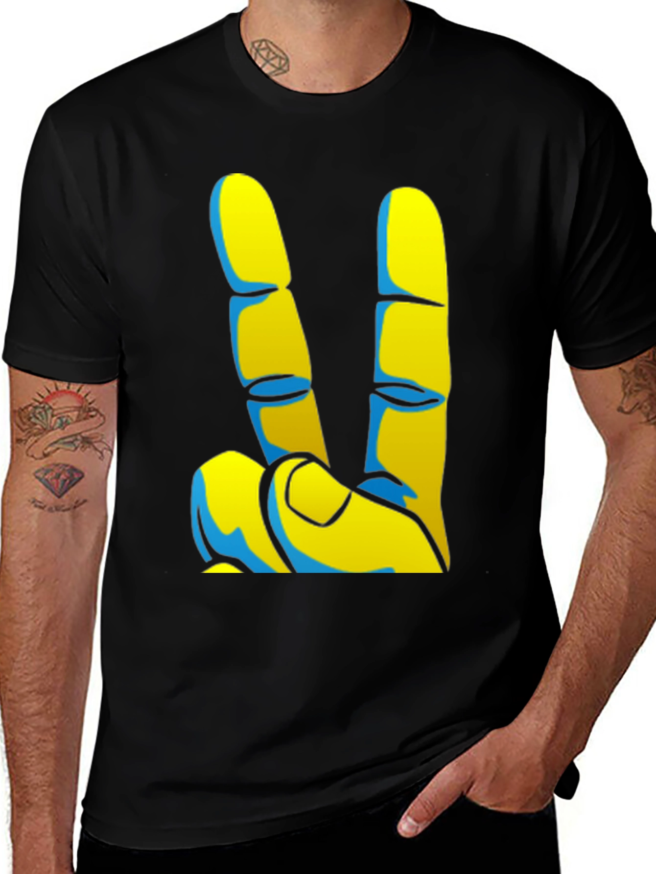 Variant 27 of Peace Sign Graphic Tee - Black Casual T-Shirt