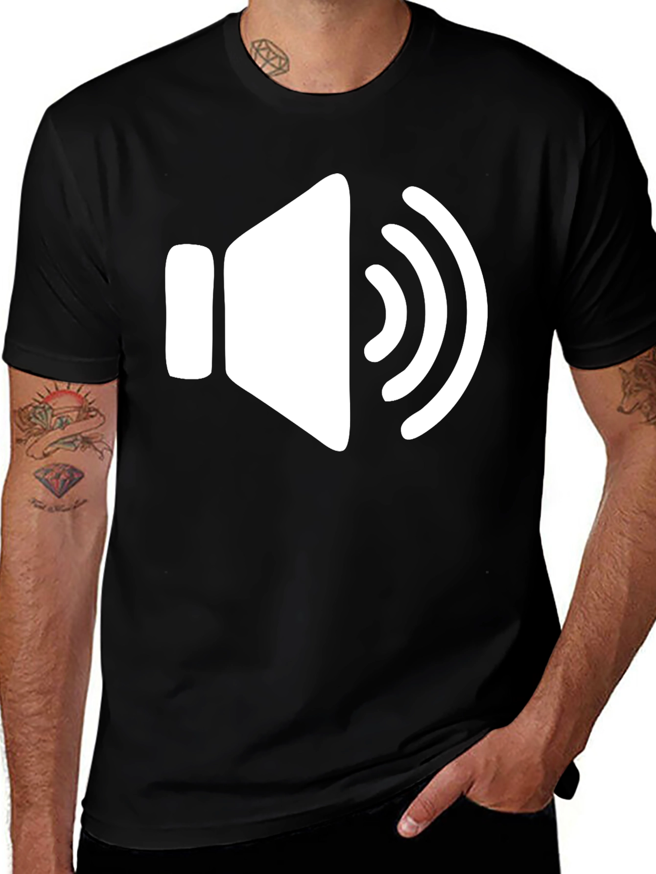 Variant 18 of Black T-Shirt with Speaker Volume Graphic
