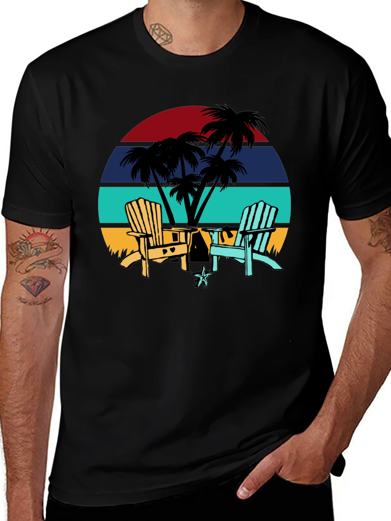 Variant 18 of Retro Sunset Beach Chair T-Shirt