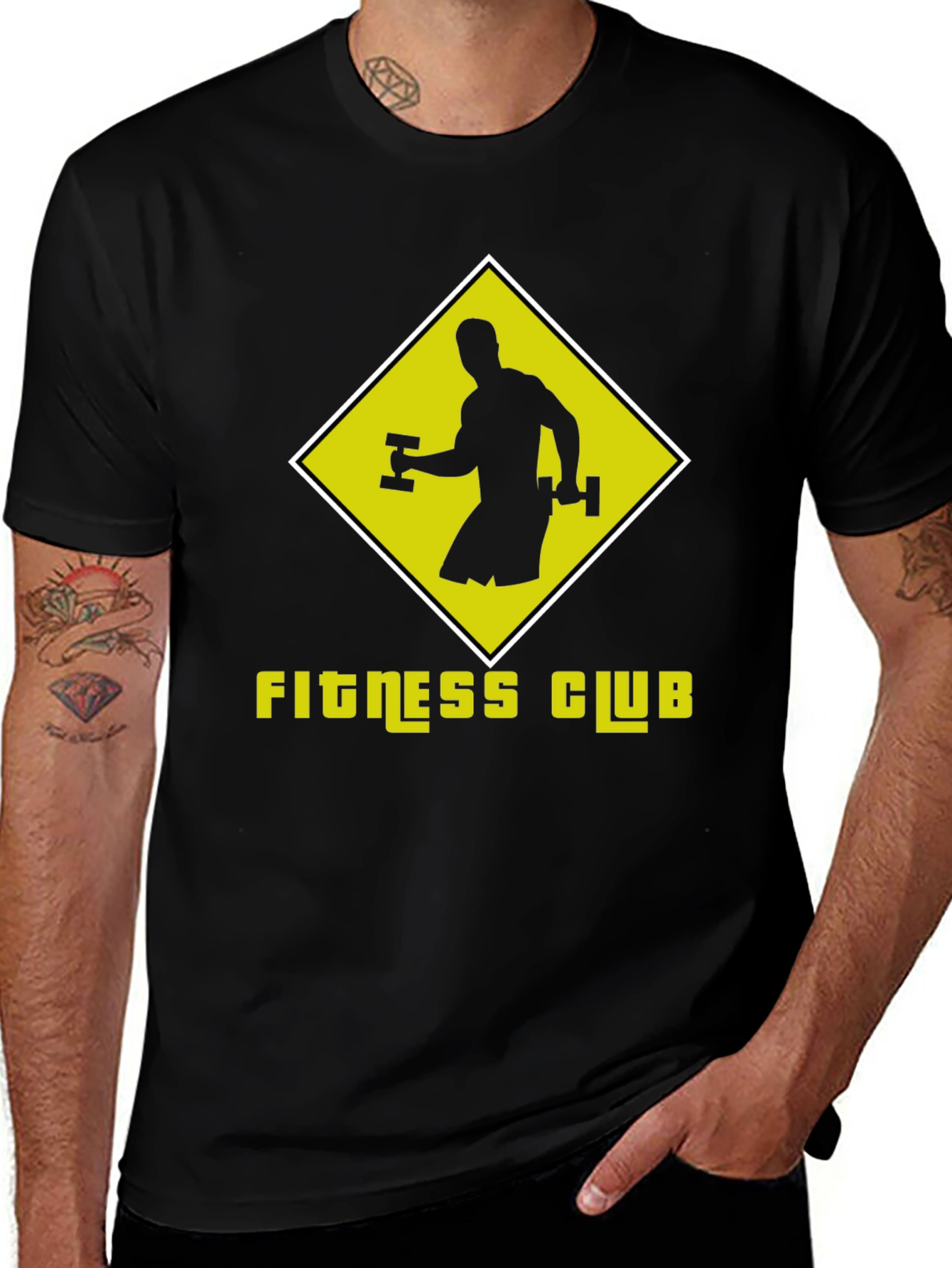 Variant 7 of Fitness Club Graphic Tee - Black Cotton T-Shirt