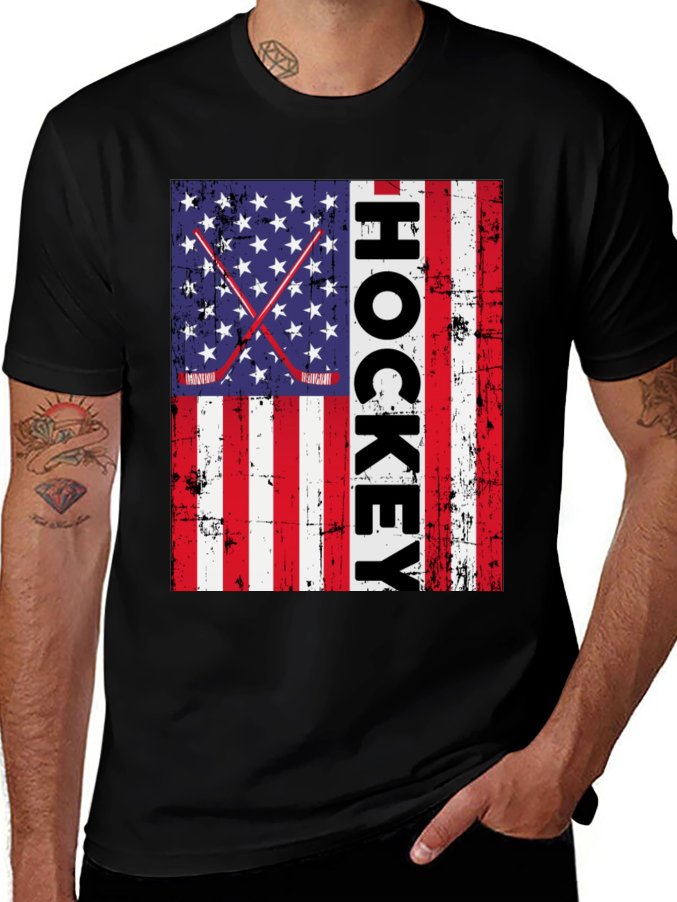 Variant 19 of Hockey USA Flag T-Shirt