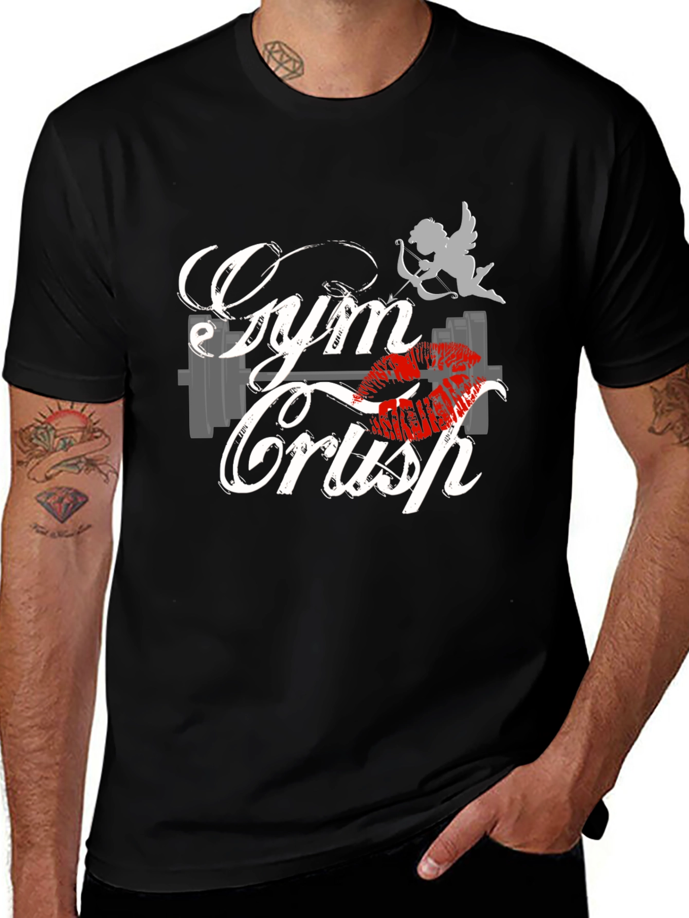 Gym Crush Graphic Tee - Cupid Love Workout Shirt
