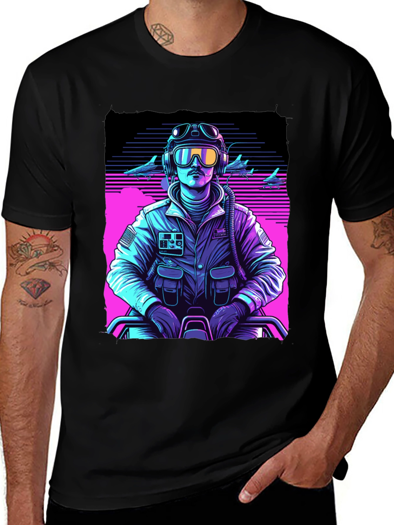 Variant 23 of Retro Pilot Graphic Tee - 80's Inspired Design
